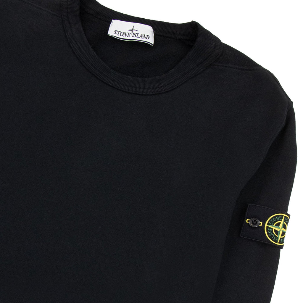 Stone Island 62420 Brushed Cotton Fleece Crewneck Sweatshirt Black V0029