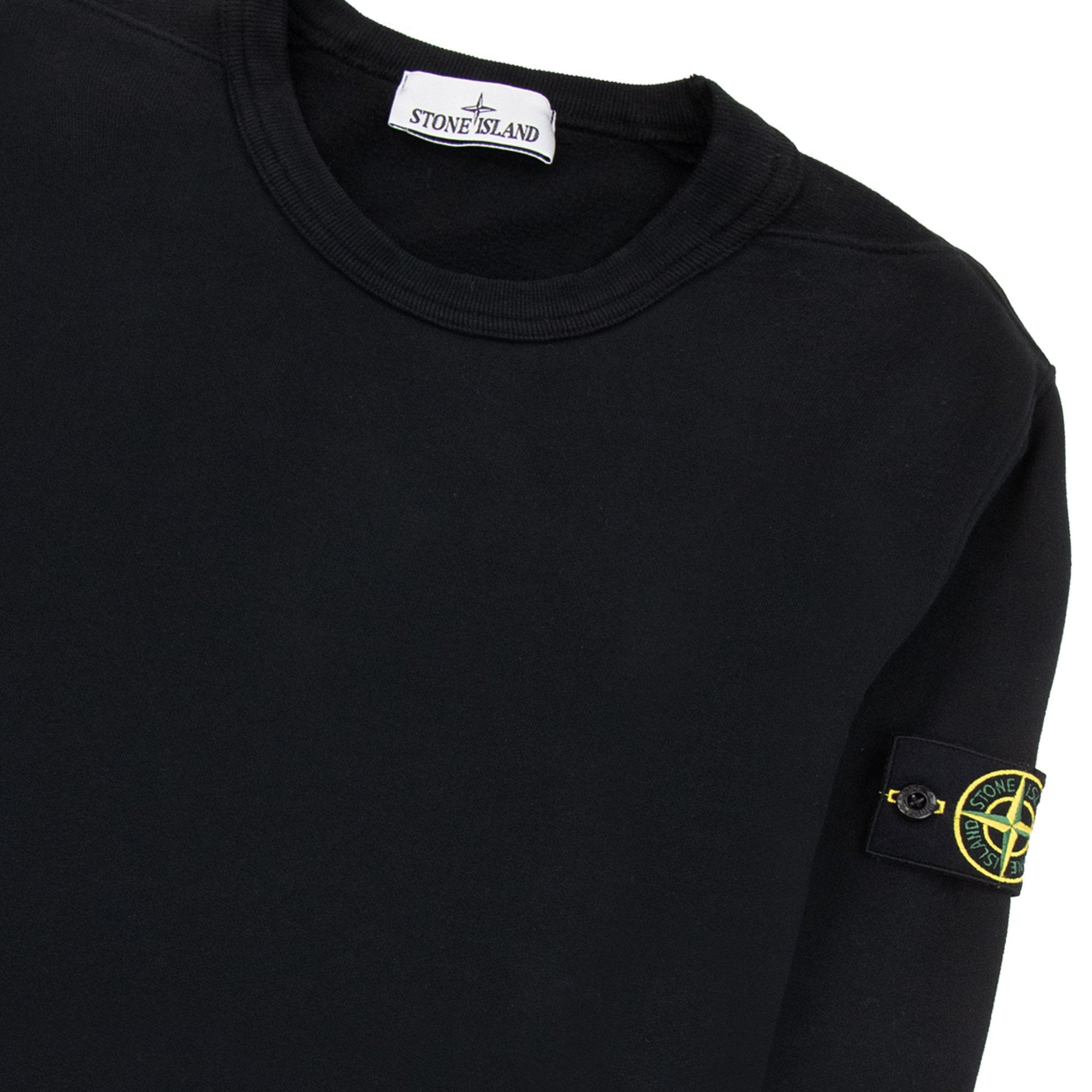 Stone Island 62420 Brushed Cotton Fleece Crewneck Sweatshirt Black V0029