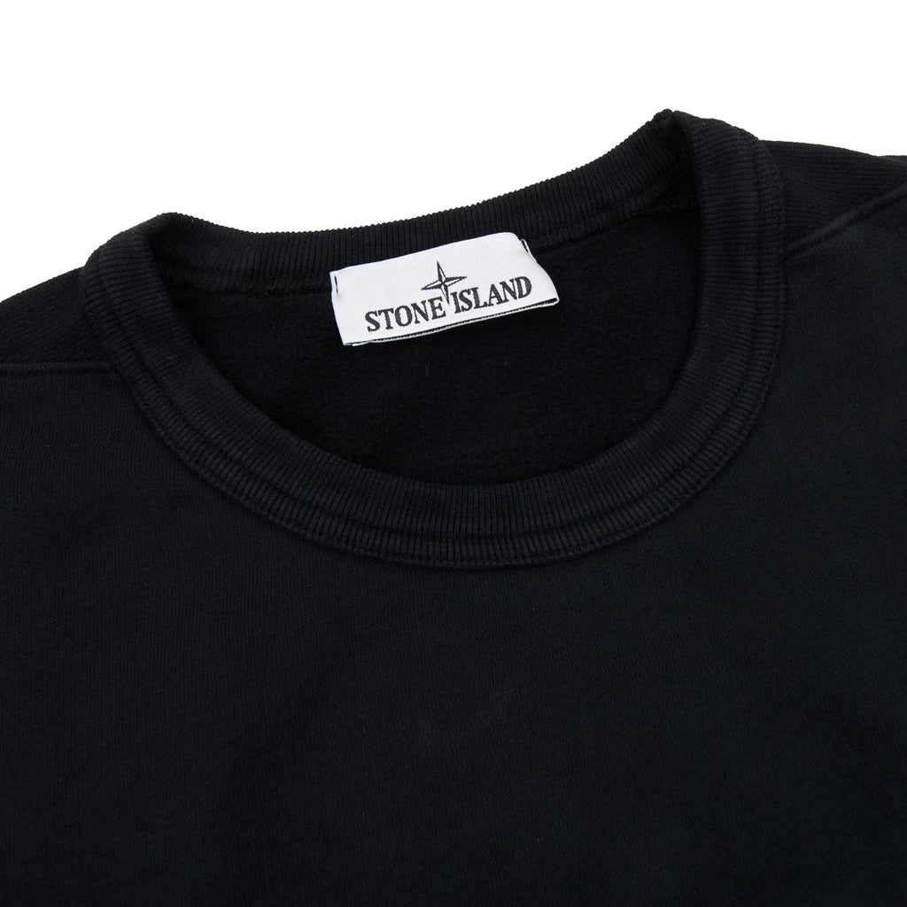 Stone Island 62420 Brushed Cotton Fleece Crewneck Sweatshirt Black V0029
