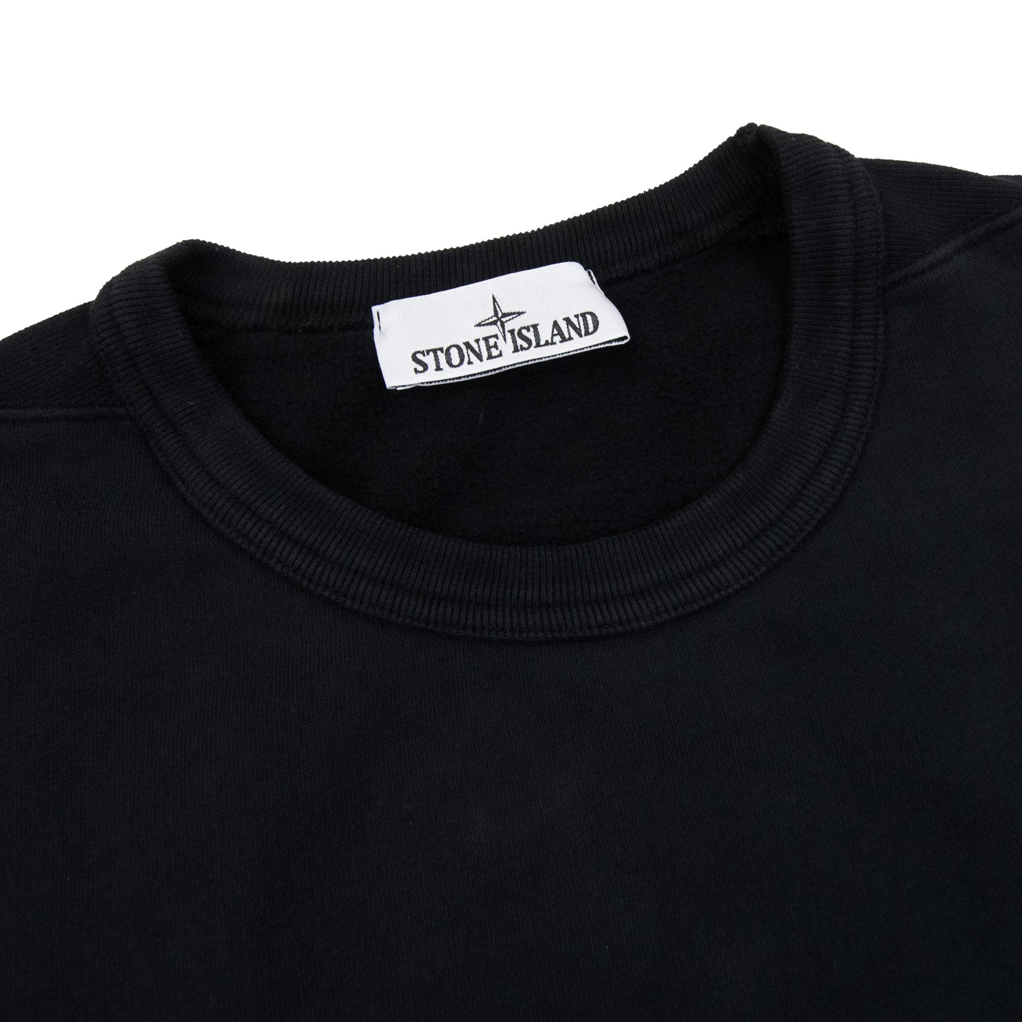 Stone Island 62420 Brushed Cotton Fleece Crewneck Sweatshirt Black V0029