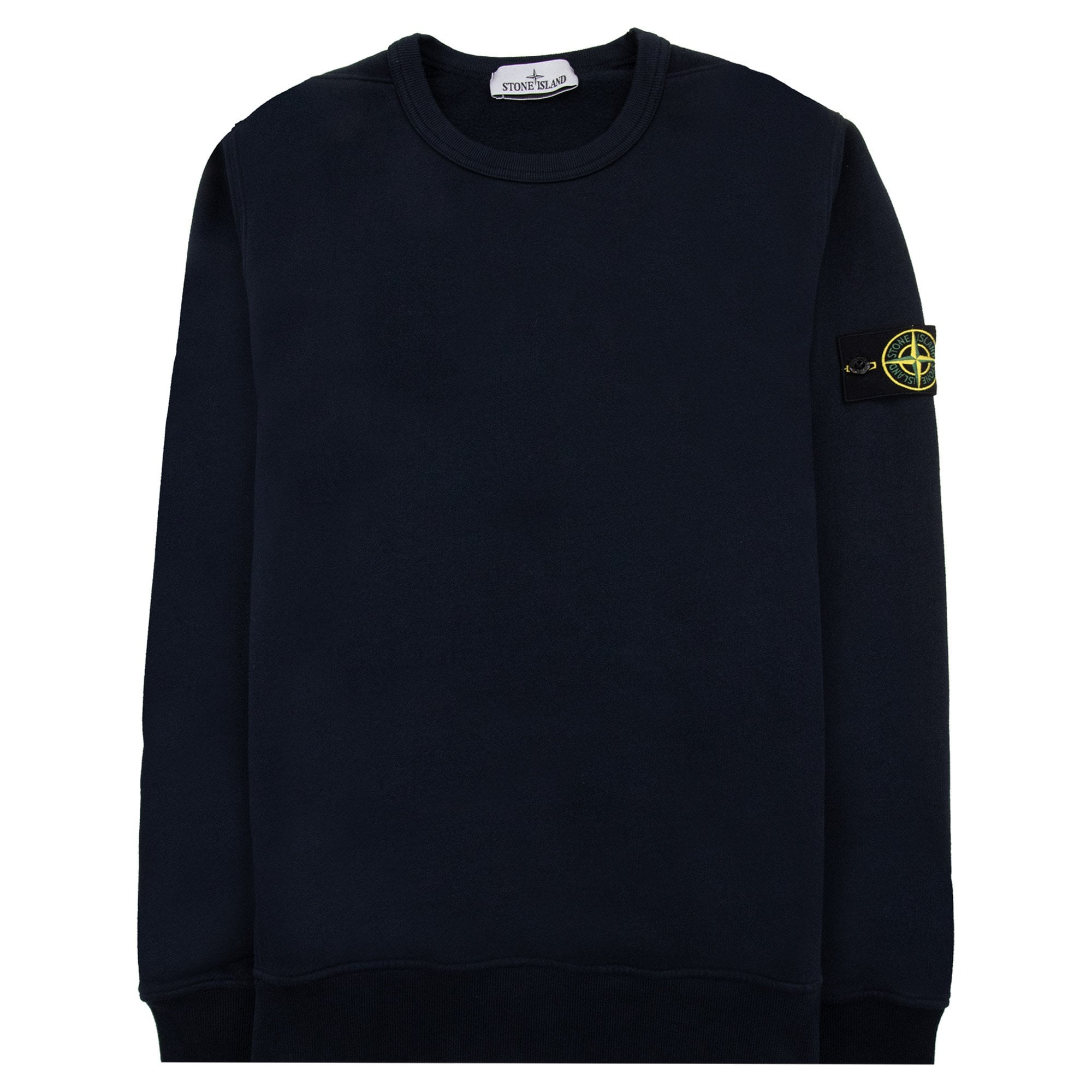 Stone Island 62420 Brushed Cotton Fleece Crewneck Sweatshirt Navy Blue V0020