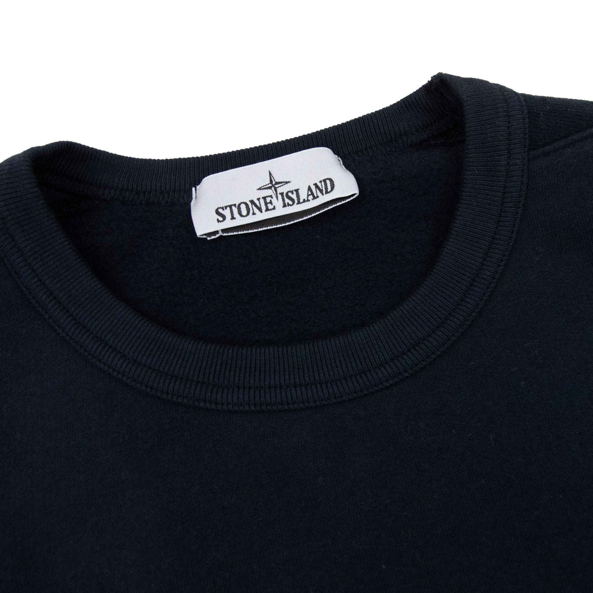 Stone Island 62420 Brushed Cotton Fleece Crewneck Sweatshirt Navy Blue V0020
