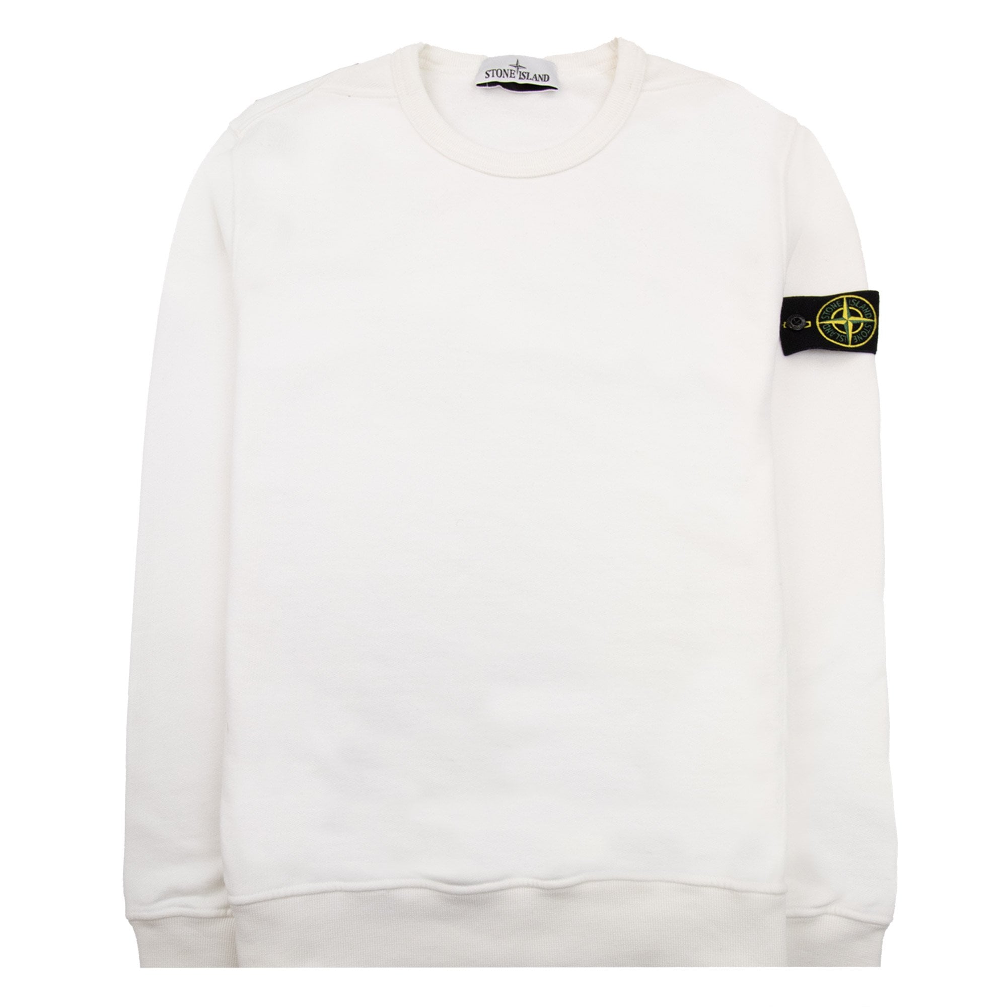 Stone Island 62420 Brushed Cotton Fleece Crewneck Sweatshirt White V0001