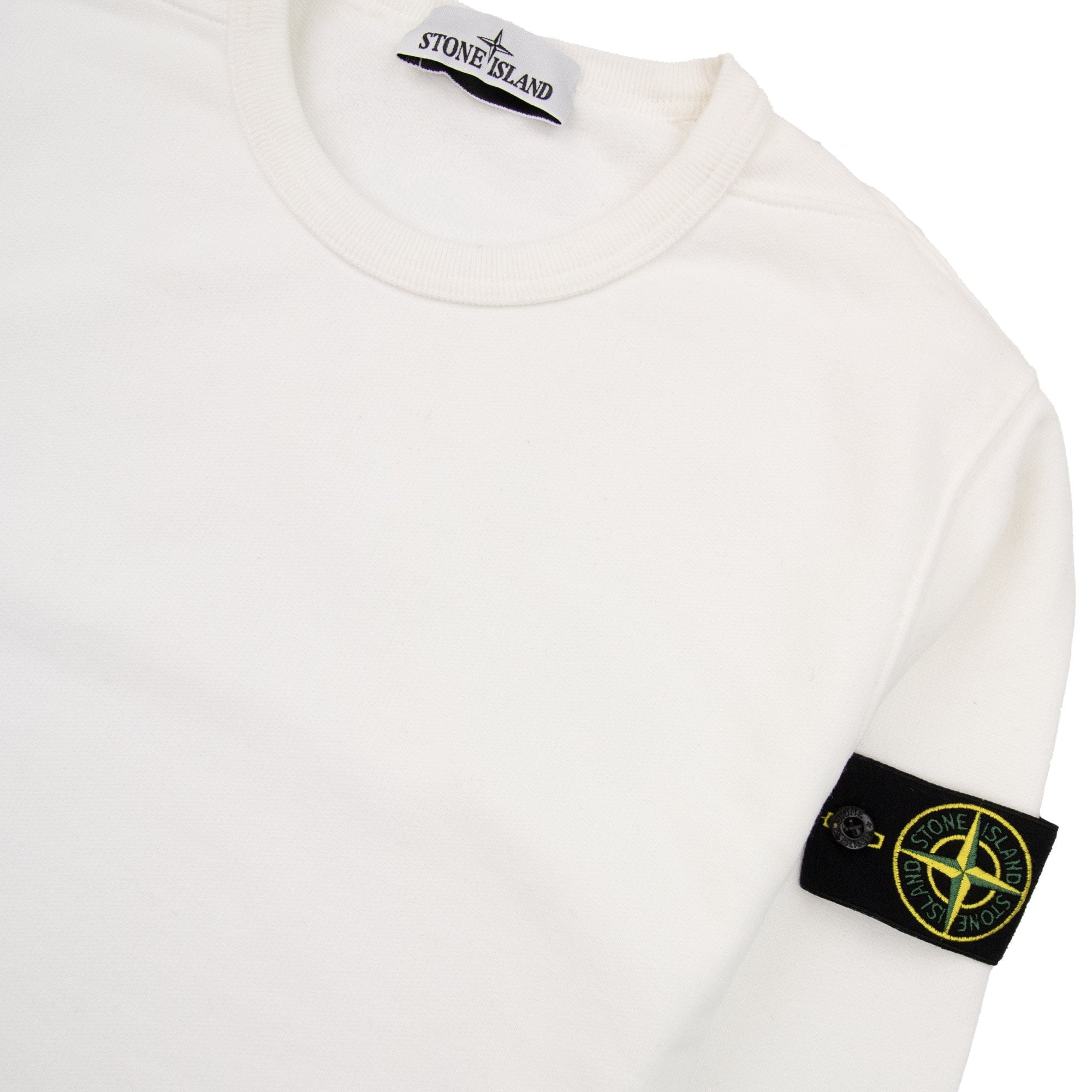 Stone Island 62420 Brushed Cotton Fleece Crewneck Sweatshirt White V0001