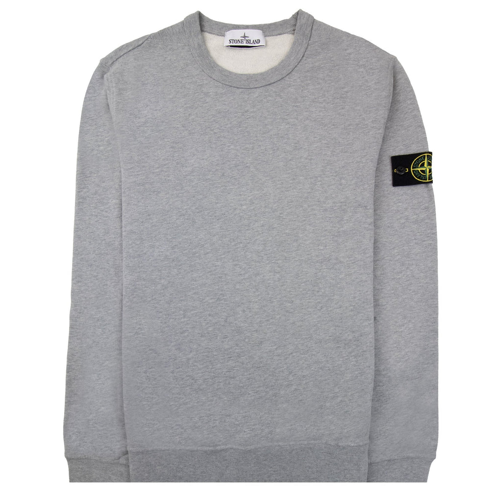 Stone Island 62420 Brushed Cotton Fleece Crewneck Sweatshirt Grey V0m64