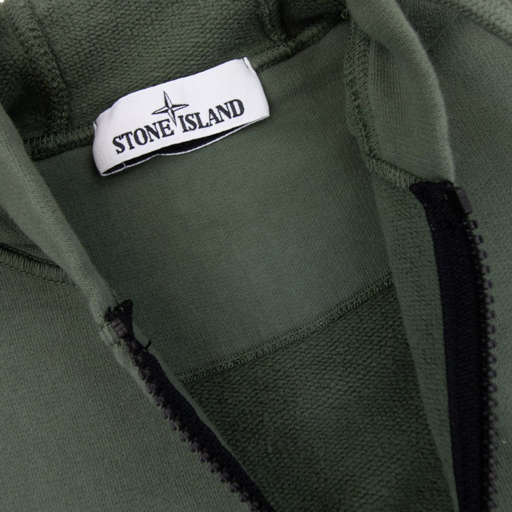 Stone Island Open Zip Up Hooded Sweatshirt Sage V0055