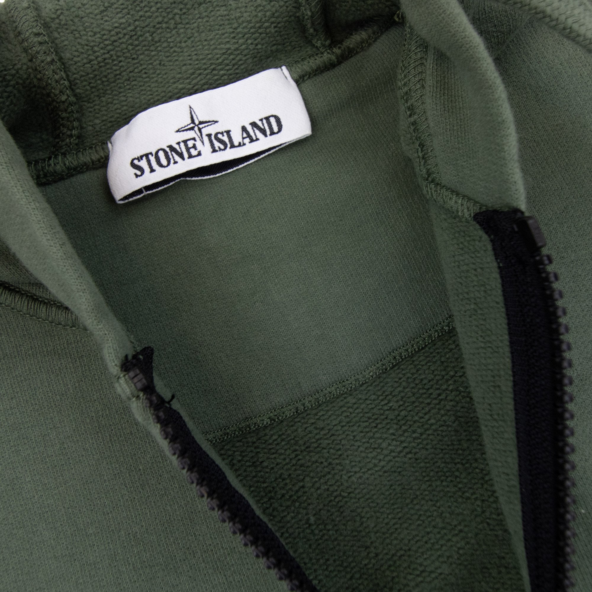 Stone Island Open Zip Up Hooded Sweatshirt Sage V0055