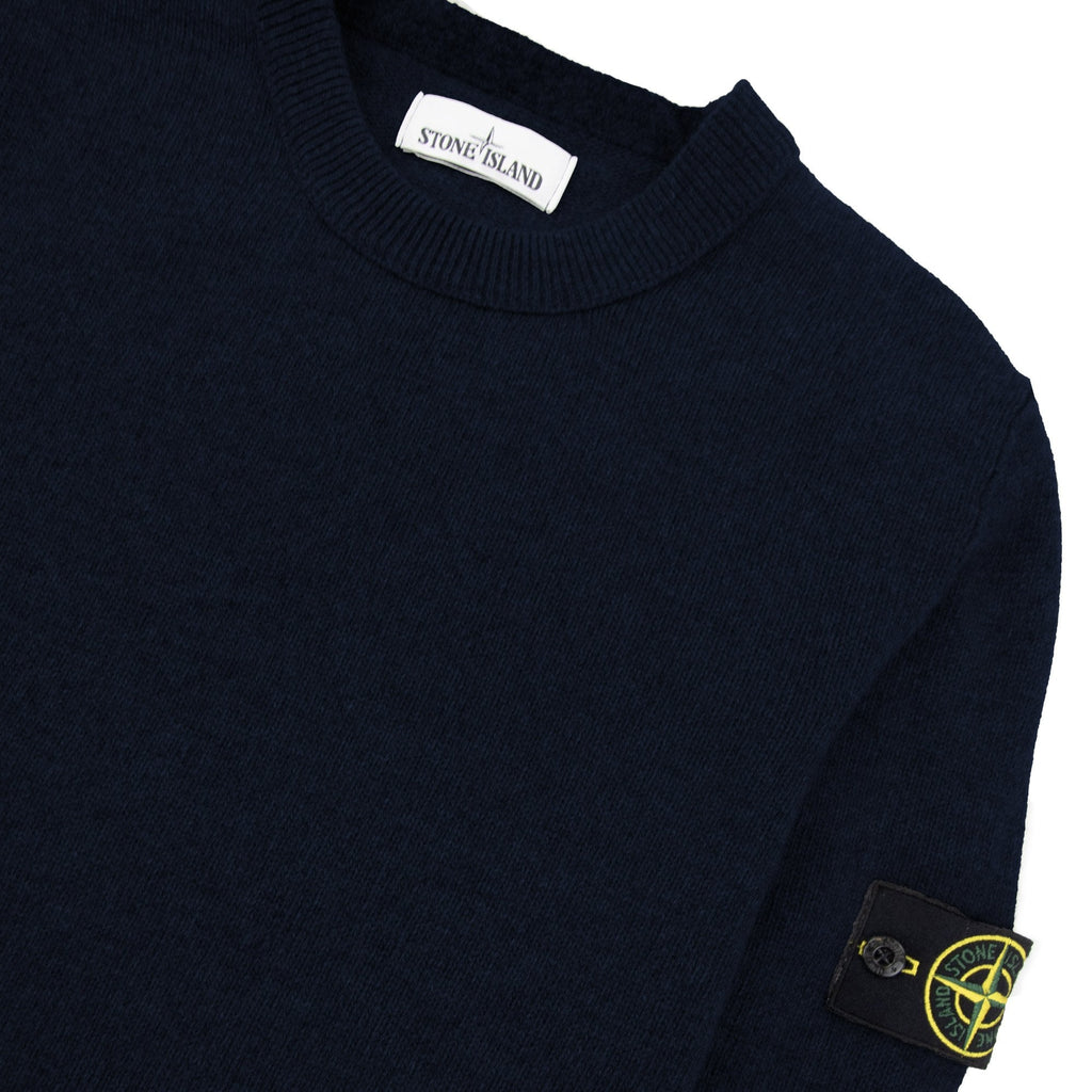 Stone Island 508a3 Crew Knit Sweater Navy Blue V0020