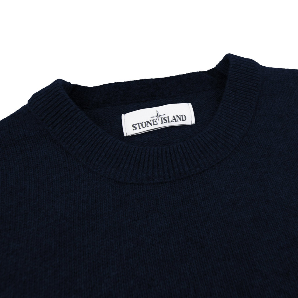 Stone Island 508a3 Crew Knit Sweater Navy Blue V0020