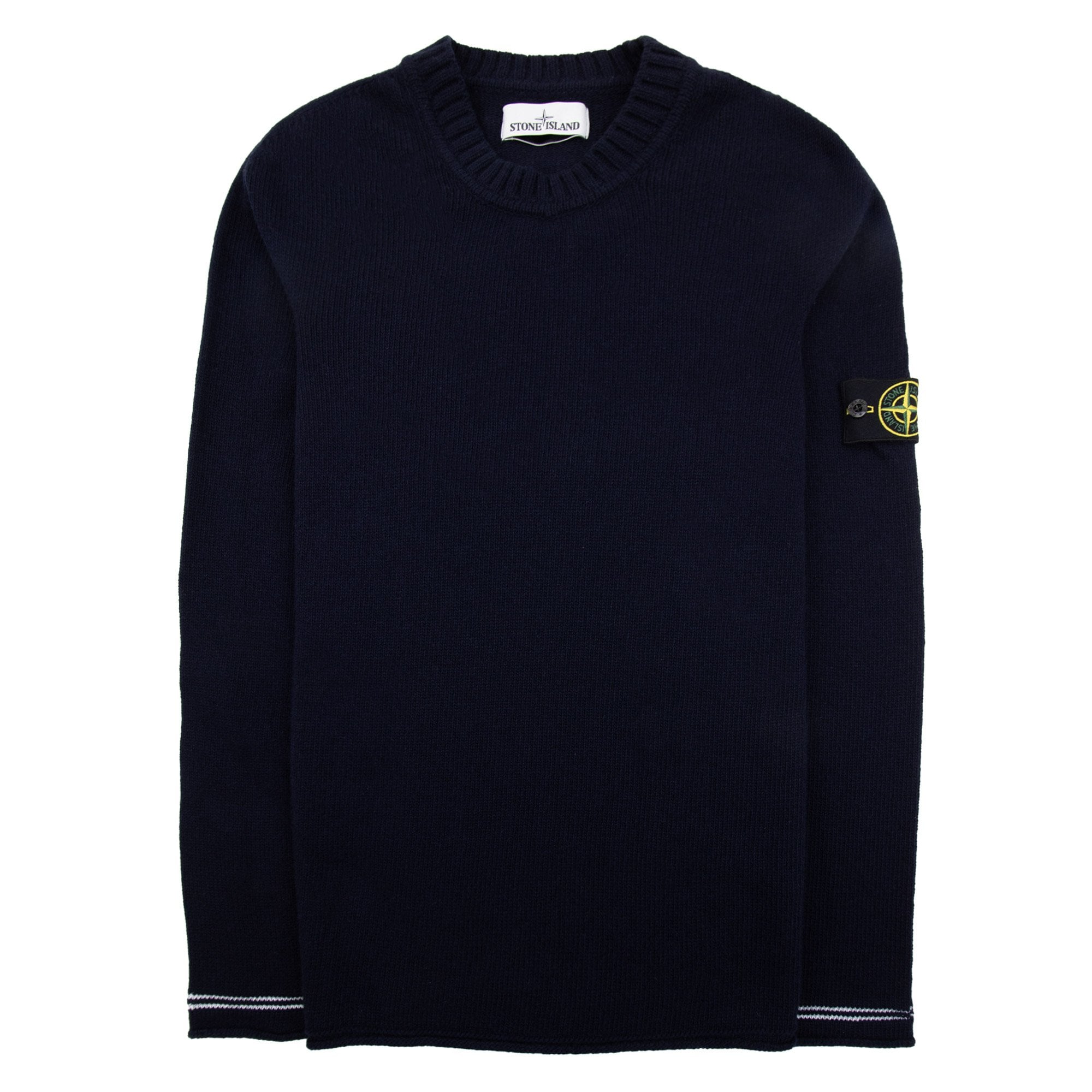 Stone Island 539a3 Stripe Trim Knitted Jumper Navy V0020