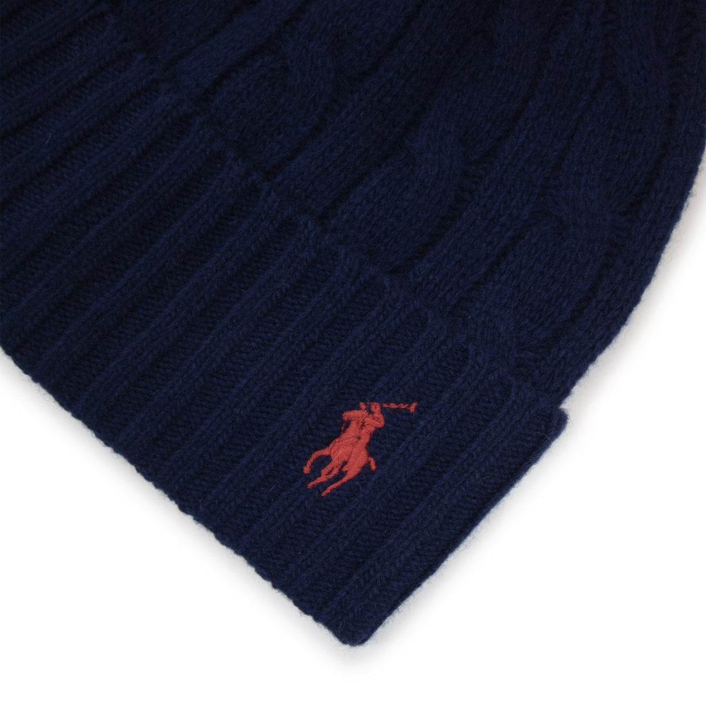Polo Ralph Lauren Cable-knit Merino Wool-blend Beanie Navy