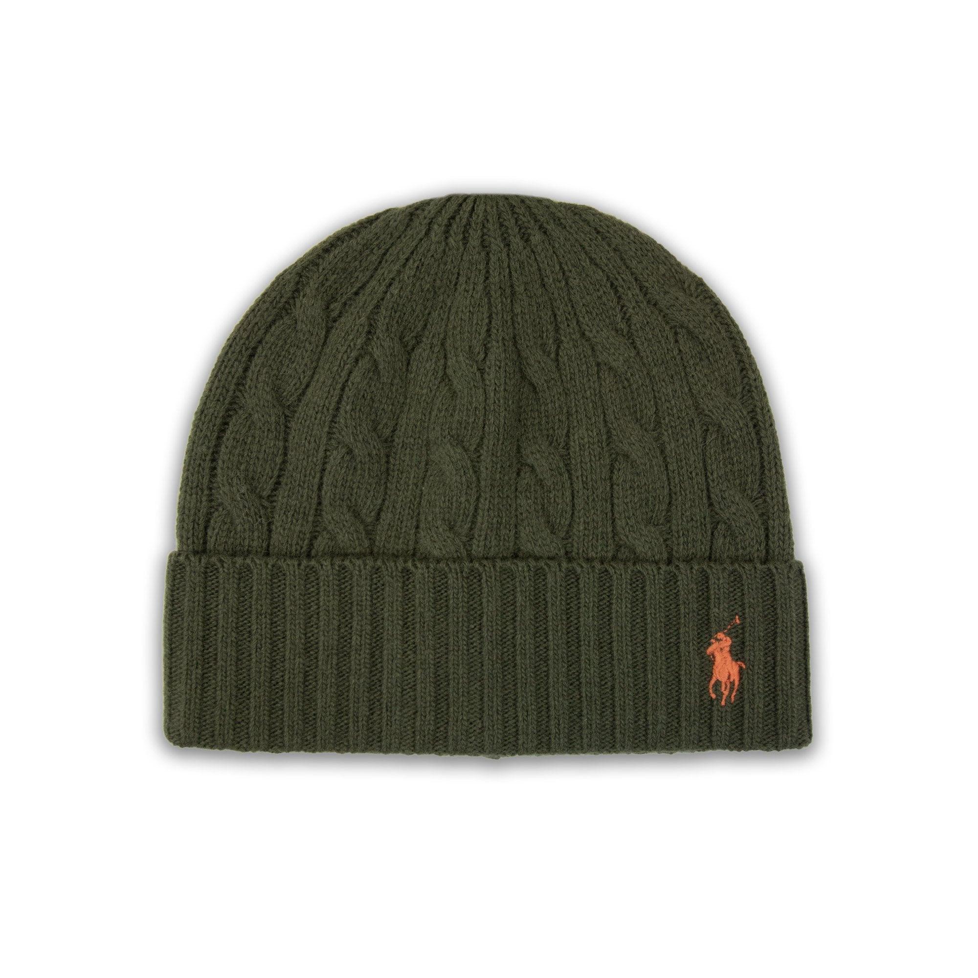 Polo Ralph Lauren Cable-knit Merino Wool-blend Beanie Khaki