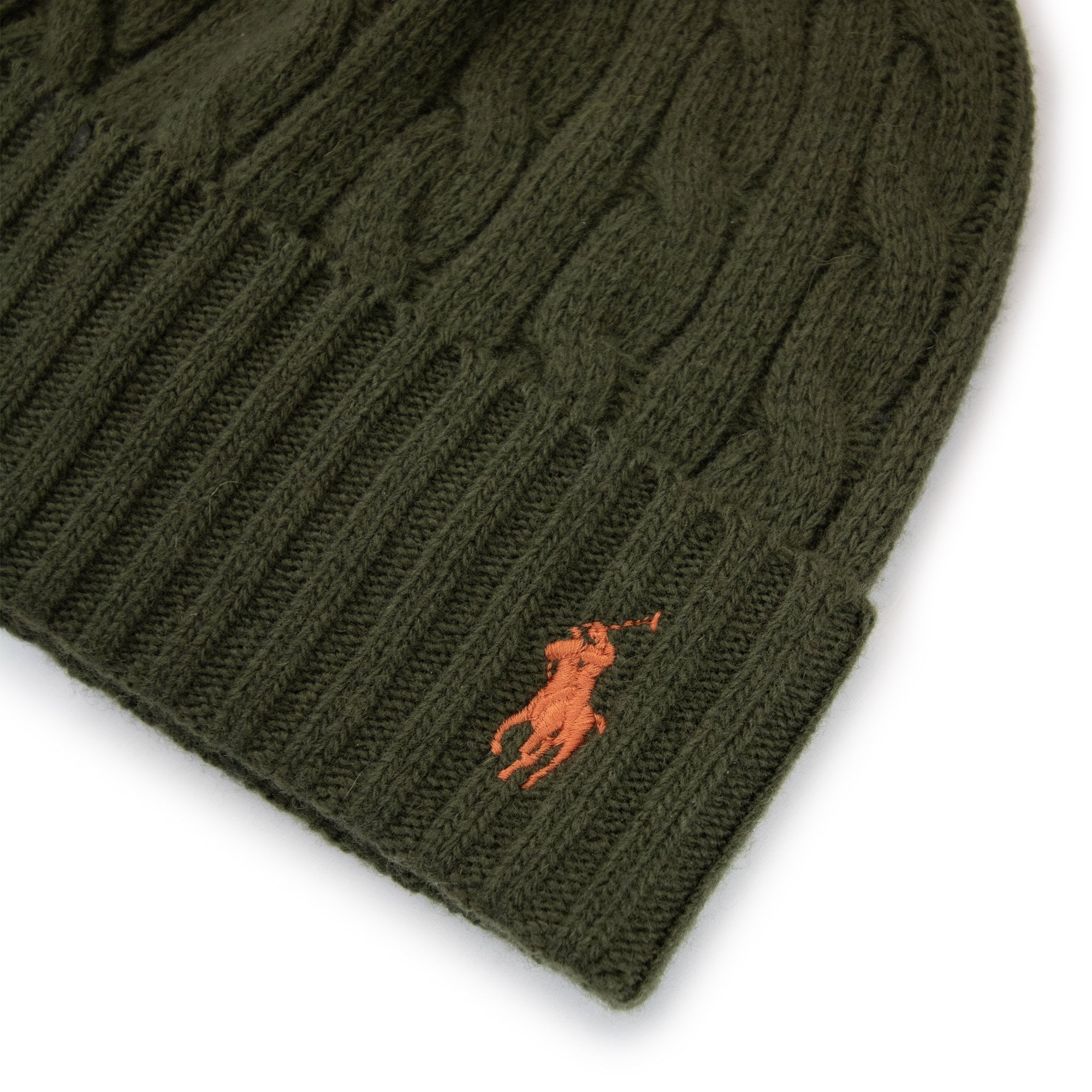 Polo Ralph Lauren Cable-knit Merino Wool-blend Beanie Khaki