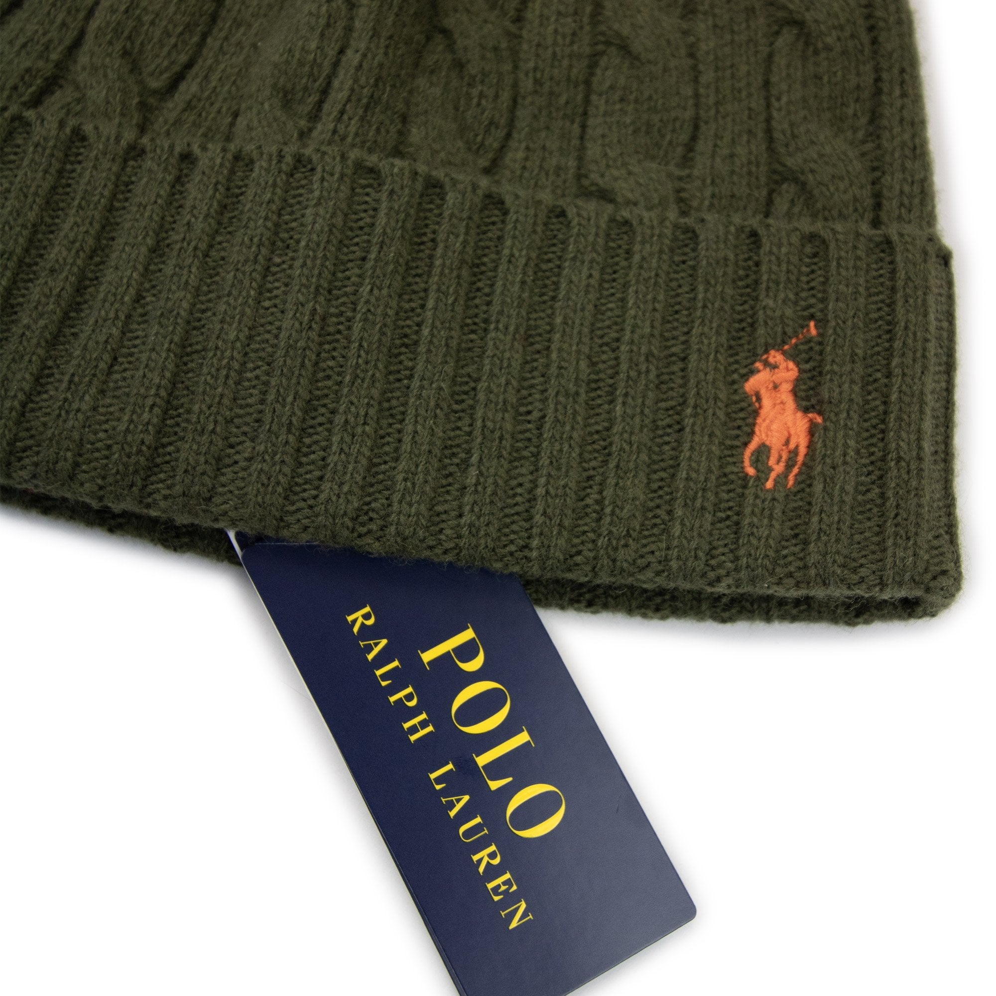 Polo Ralph Lauren Cable-knit Merino Wool-blend Beanie Khaki