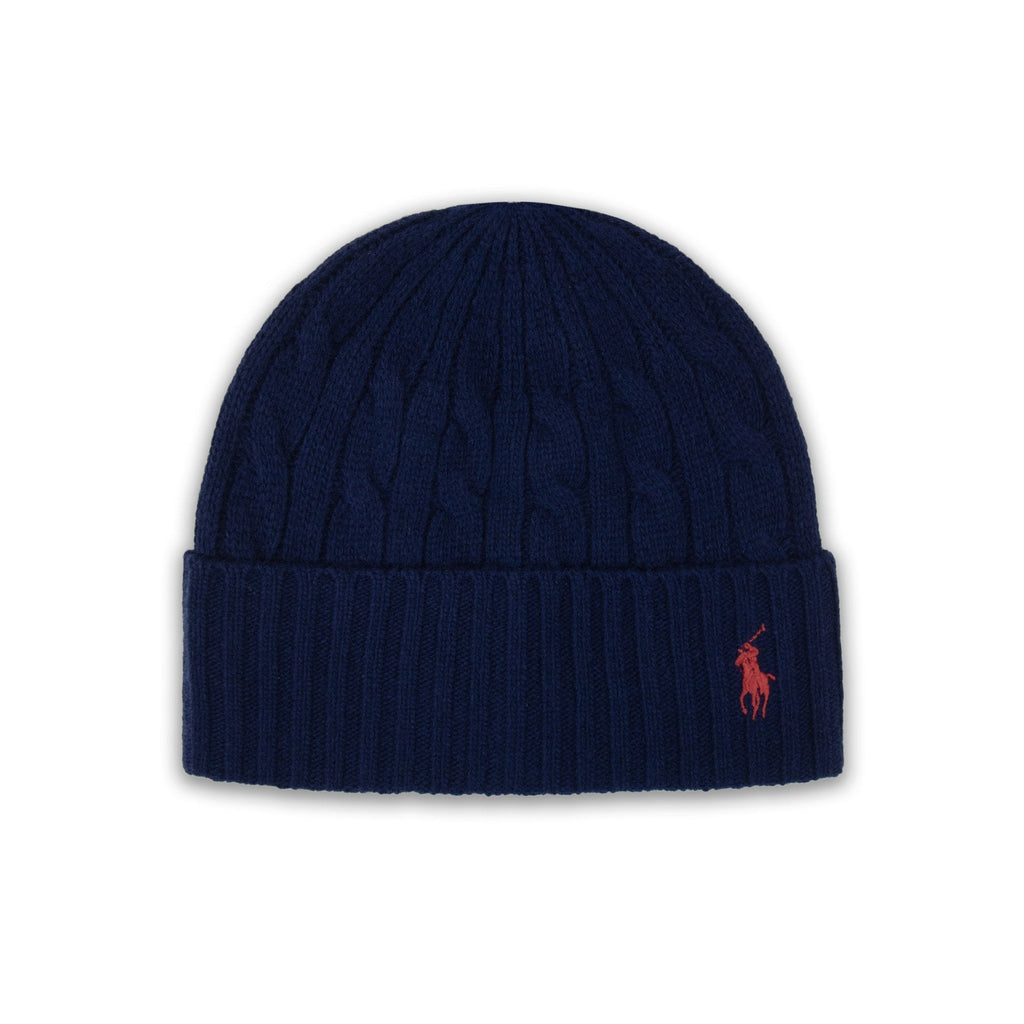 Polo Ralph Lauren Cable-knit Merino Wool-blend Beanie Navy