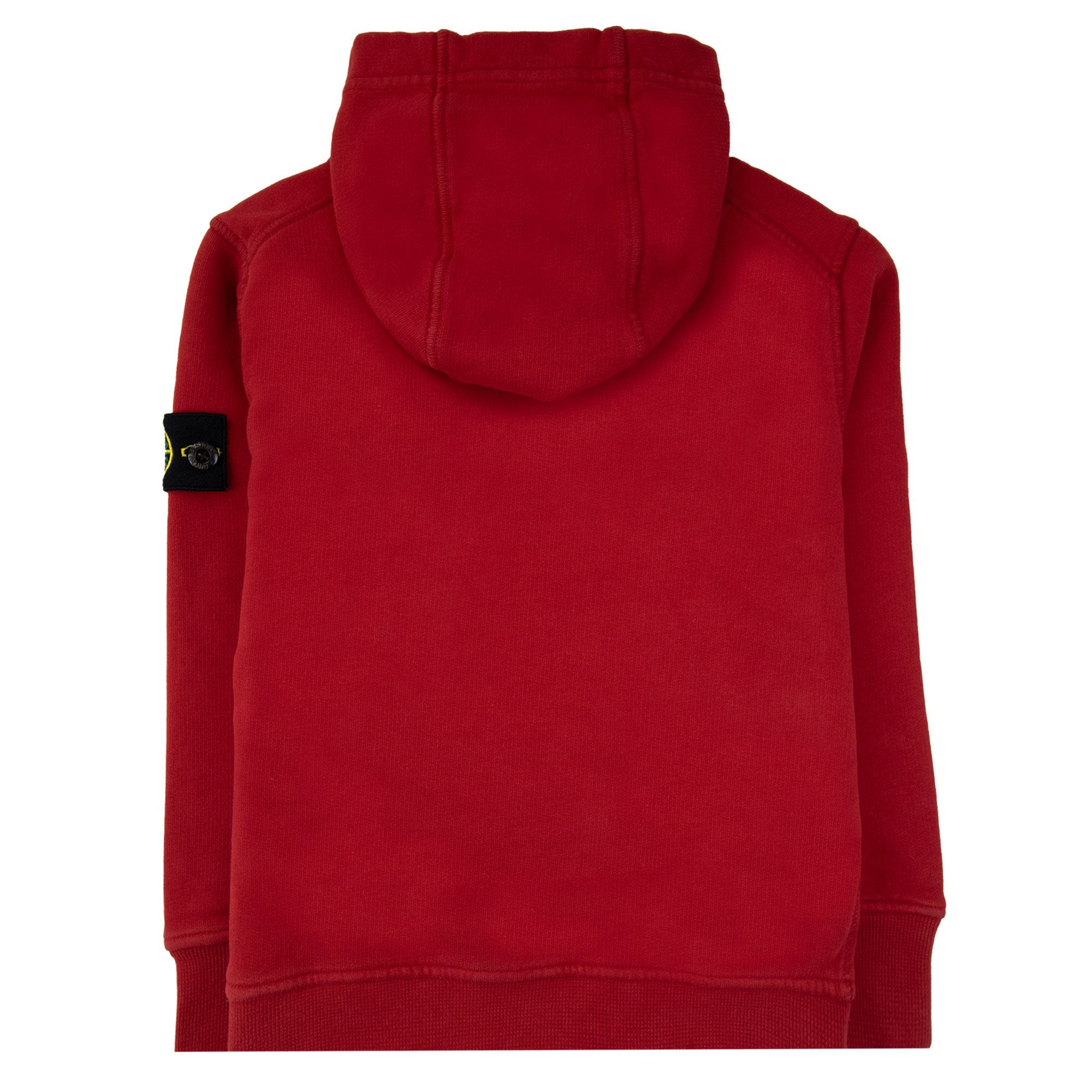 Stone Island Junior Arm Badge Hooded Sweatshirt Red V0010