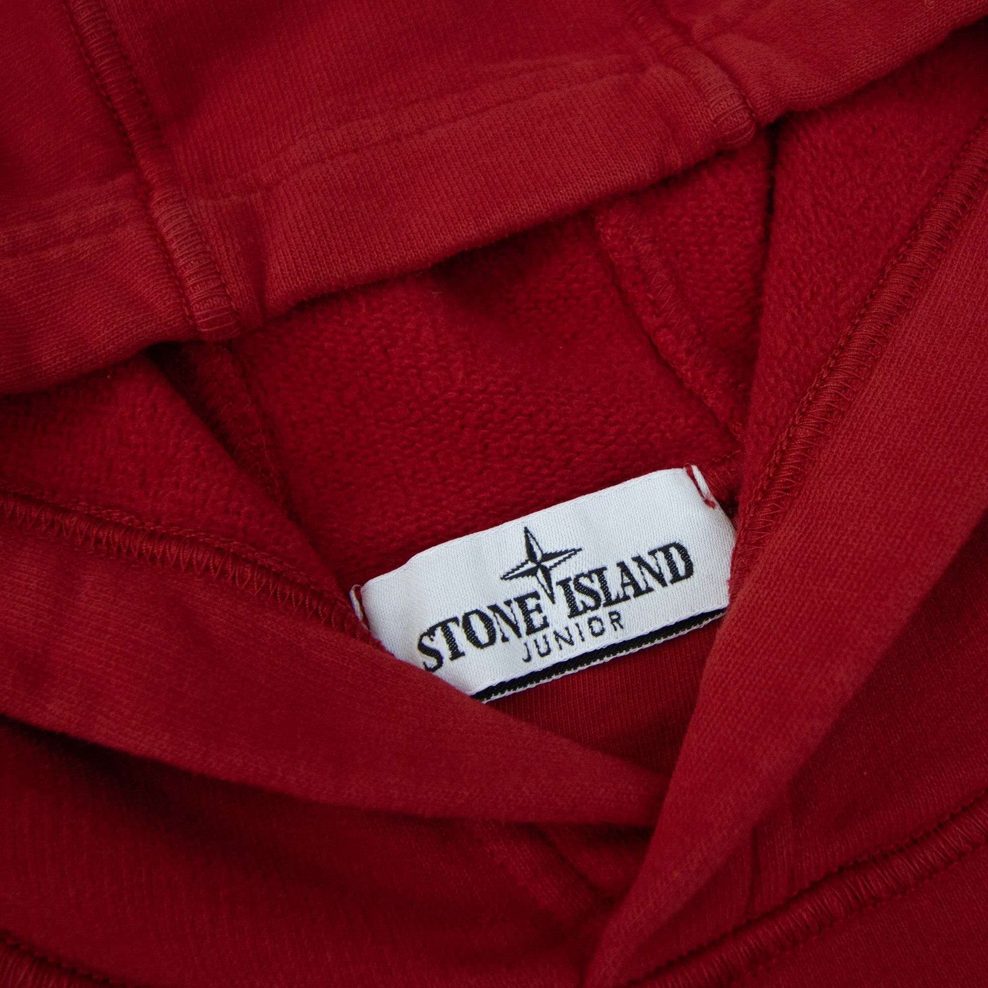 Stone Island Junior Arm Badge Hooded Sweatshirt Red V0010