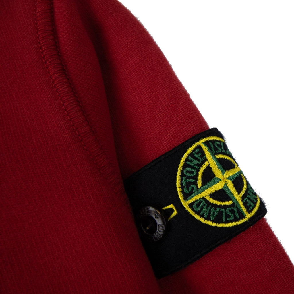 Stone Island Junior Arm Badge Hooded Sweatshirt Red V0010