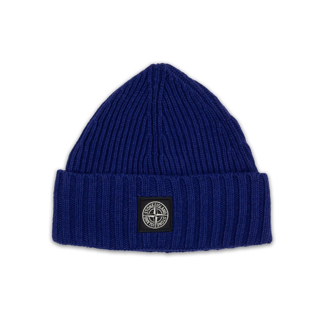 Stone Island Junior N03z3 Wool Ribbed Beanie Electric Blue V0022