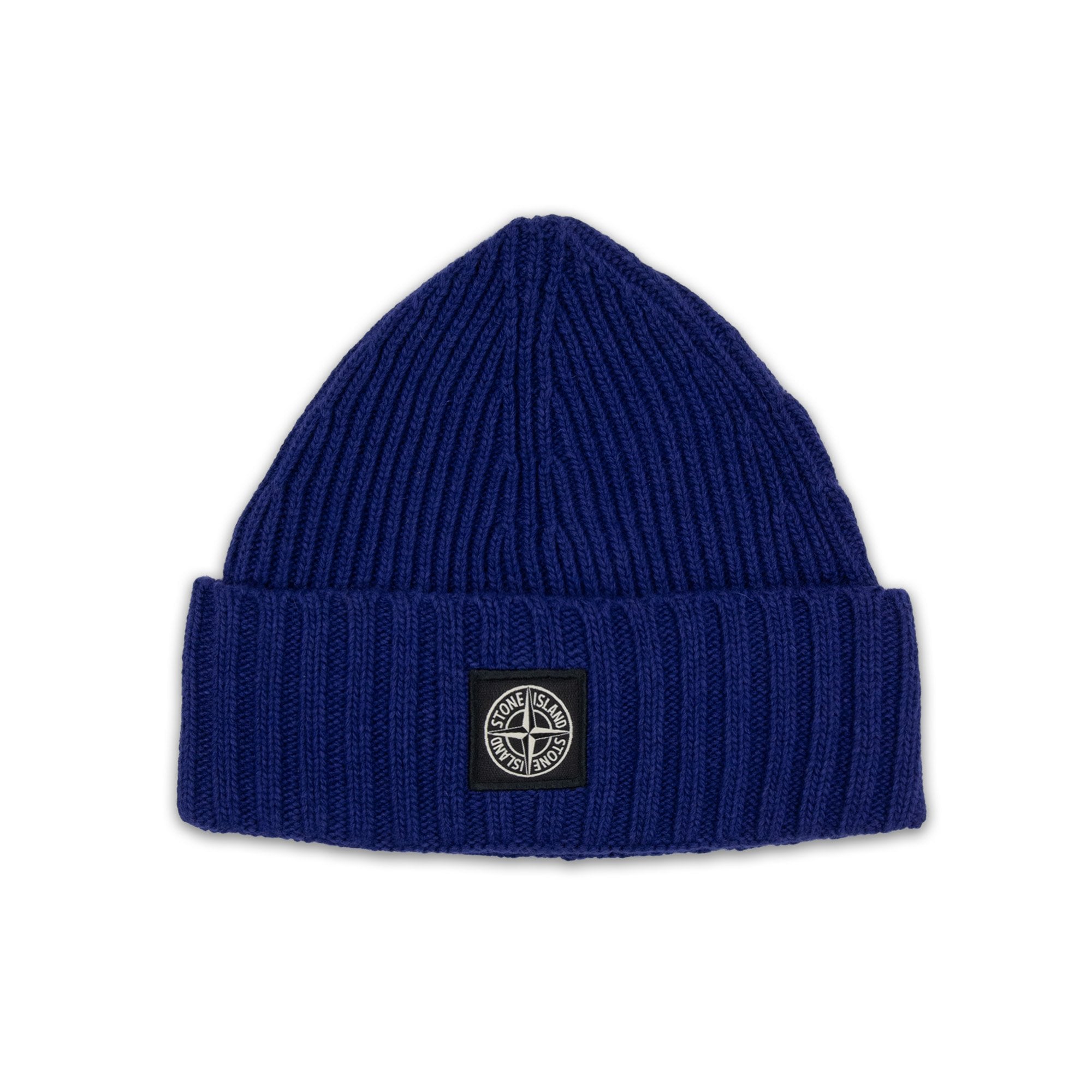 Stone Island Junior N03z3 Wool Ribbed Beanie Electric Blue V0022
