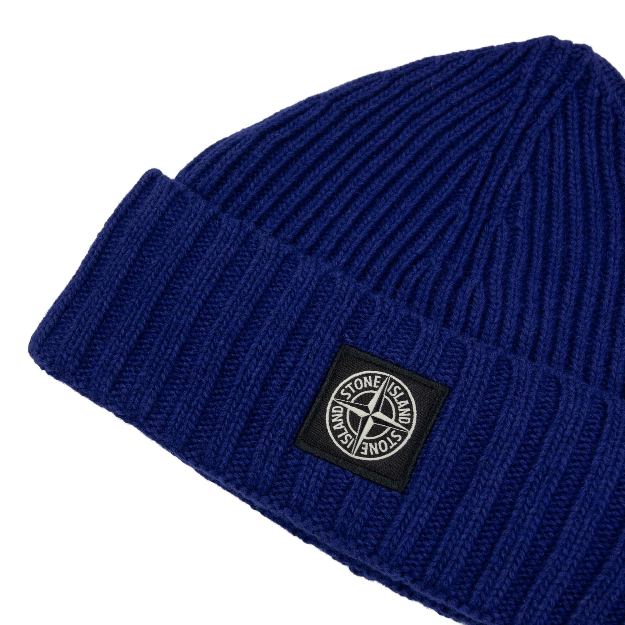 Stone Island Junior N03z3 Wool Ribbed Beanie Electric Blue V0022