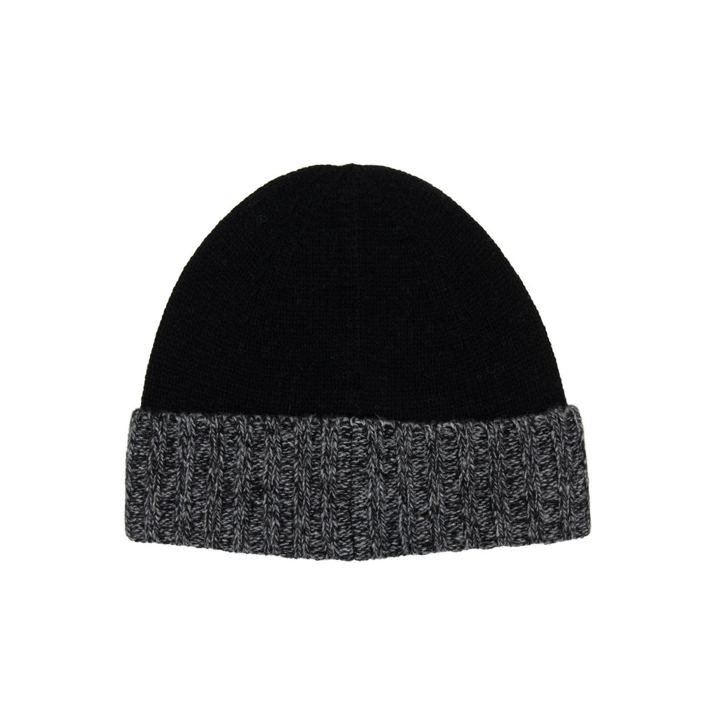 Stone Island Junior N05z8 Wool Melagne Cuff Beanie Black V0029
