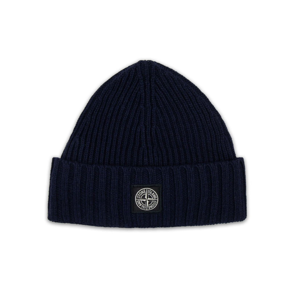 Stone Island Junior N03z3 Wool Ribbed Beanie Navy Blue V0020