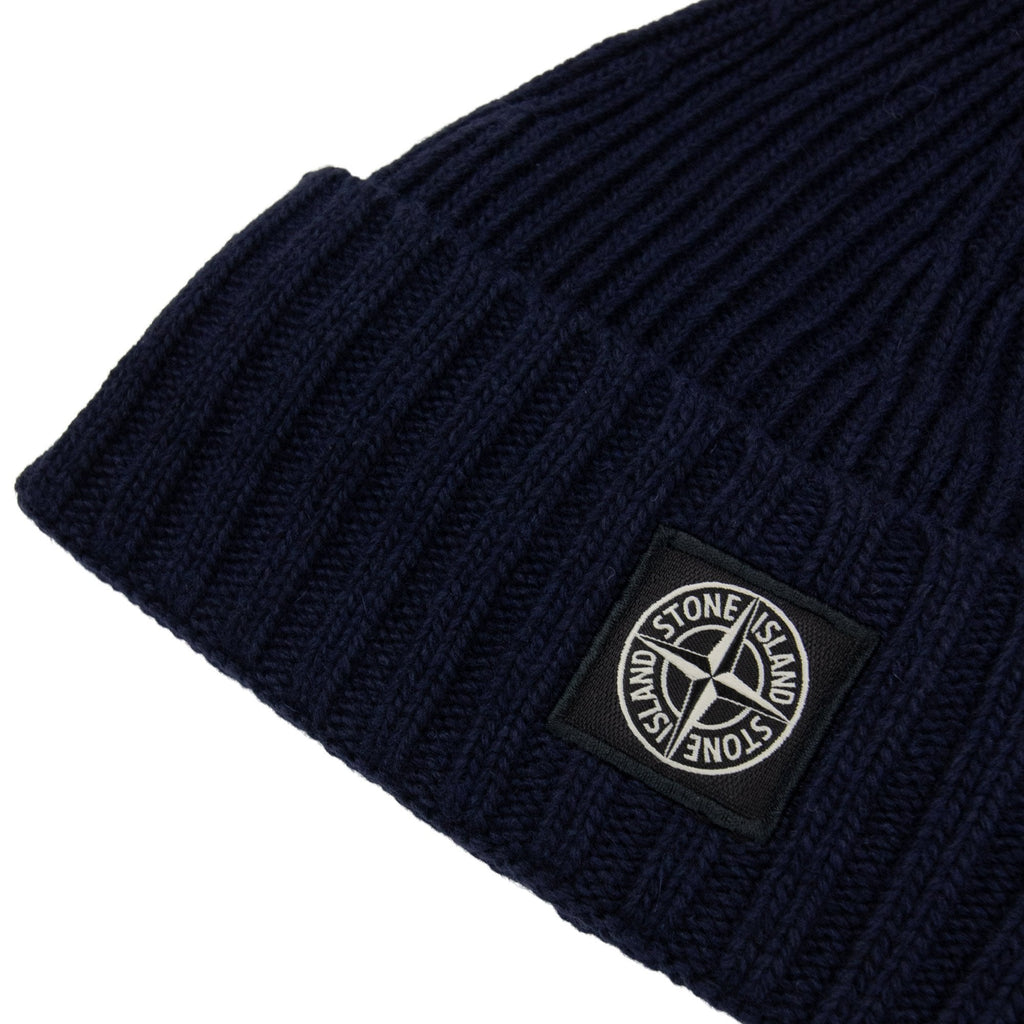 Stone Island Junior N03z3 Wool Ribbed Beanie Navy Blue V0020