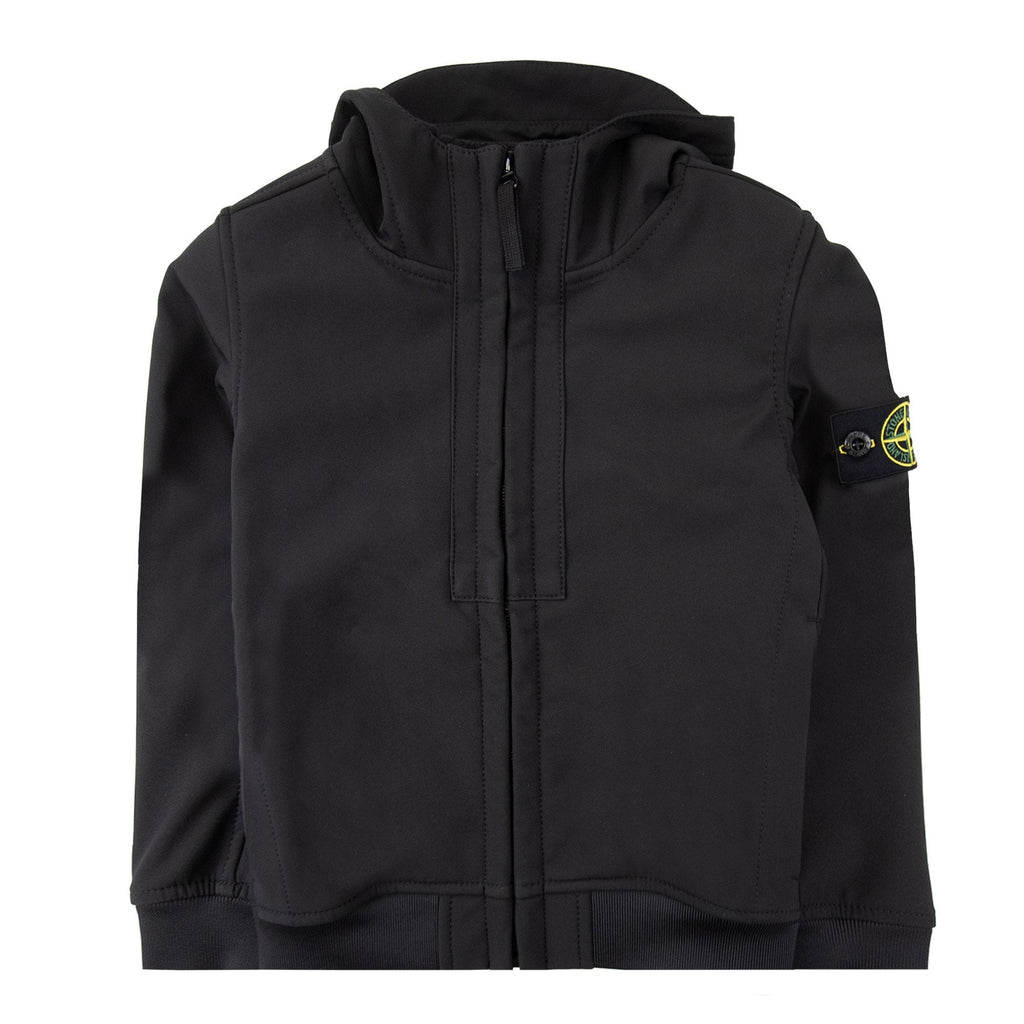 Stone Island Junior Q0122 Soft Shell-r_e.dye® Technology In Recycled Polyester Black V0029
