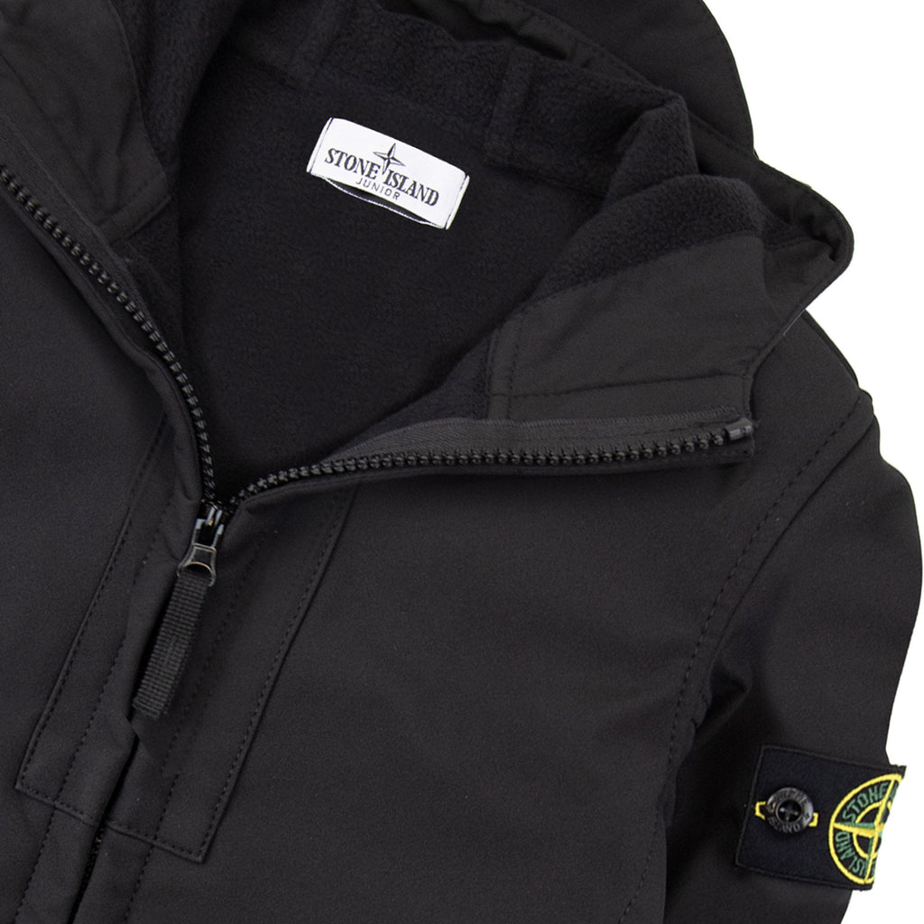 Stone Island Junior Q0122 Soft Shell-r_e.dye® Technology In Recycled Polyester Black V0029