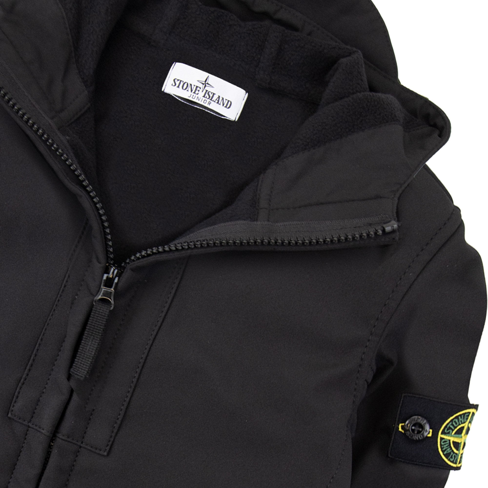 Stone Island Junior Q0122 Soft Shell-r_e.dye® Technology In Recycled Polyester Black V0029