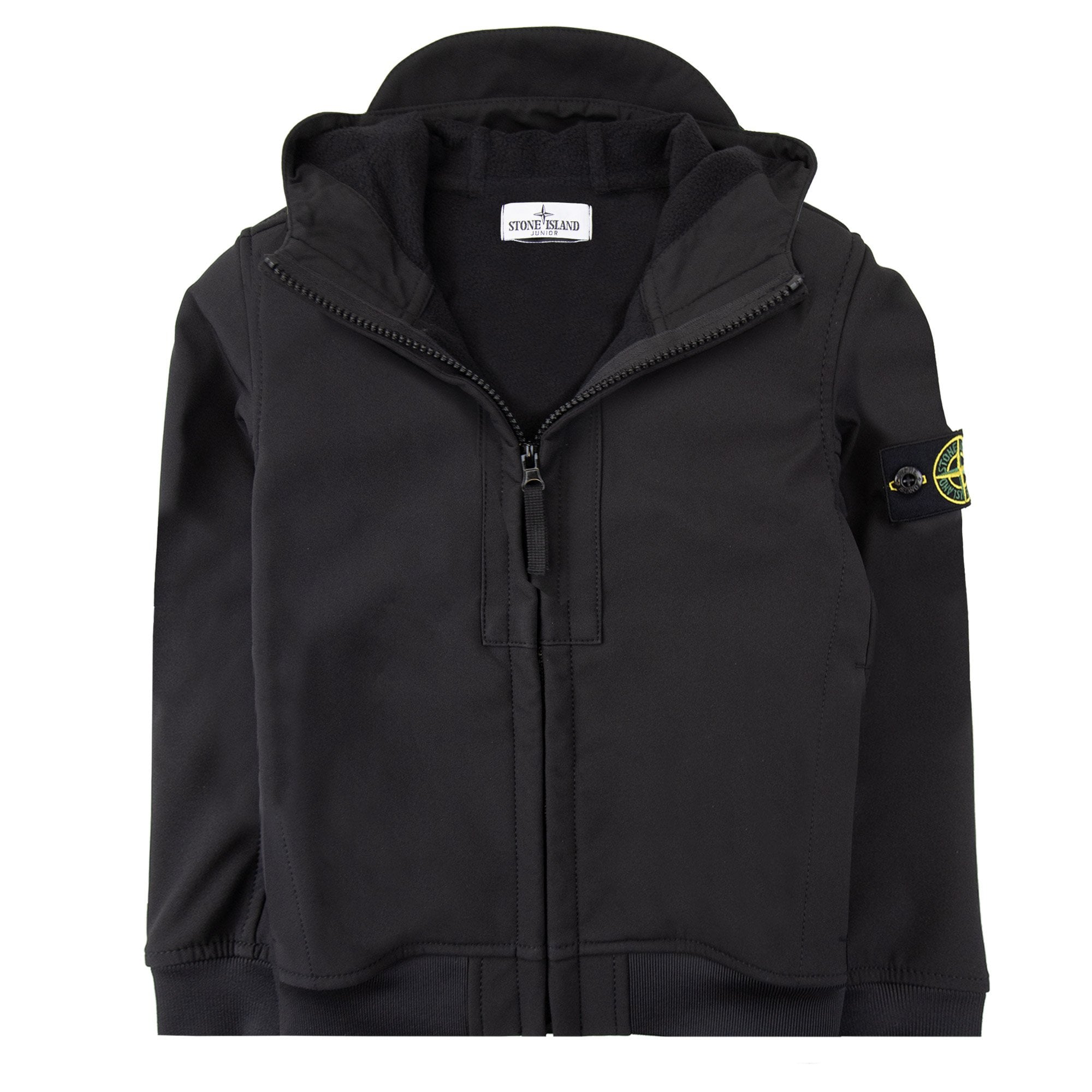 Stone Island Junior Q0122 Soft Shell-r_e.dye® Technology In Recycled Polyester Black V0029
