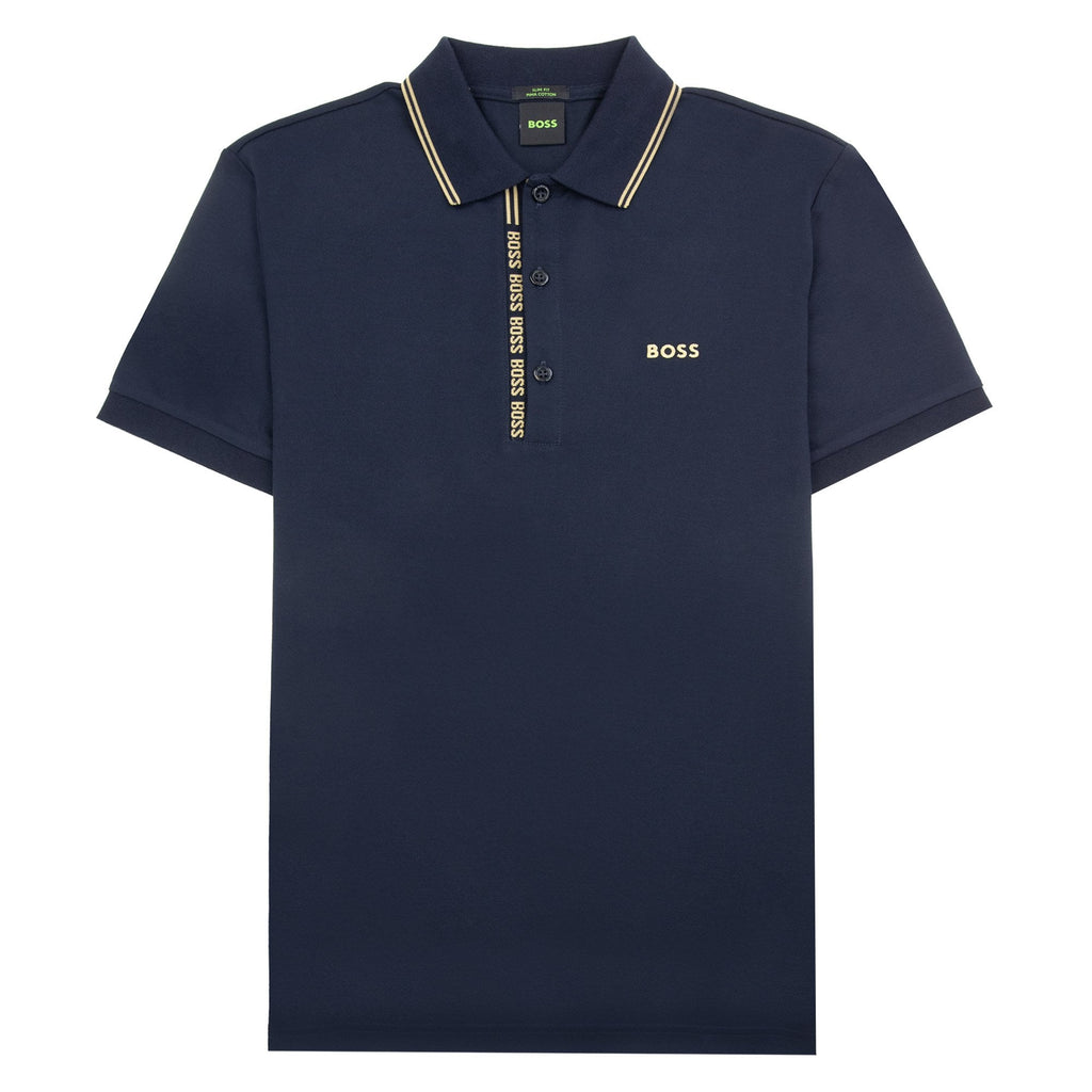 Hugo Boss Paule 4 Slim Fit Branded Placket Polo Navy 403