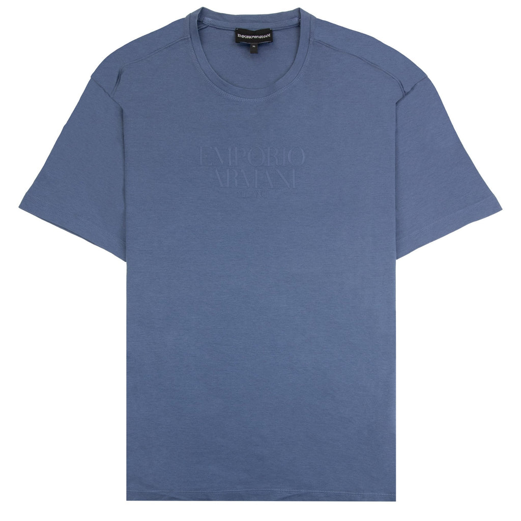 Emporio Armani Rubber Logo T Shirt Dark Blue