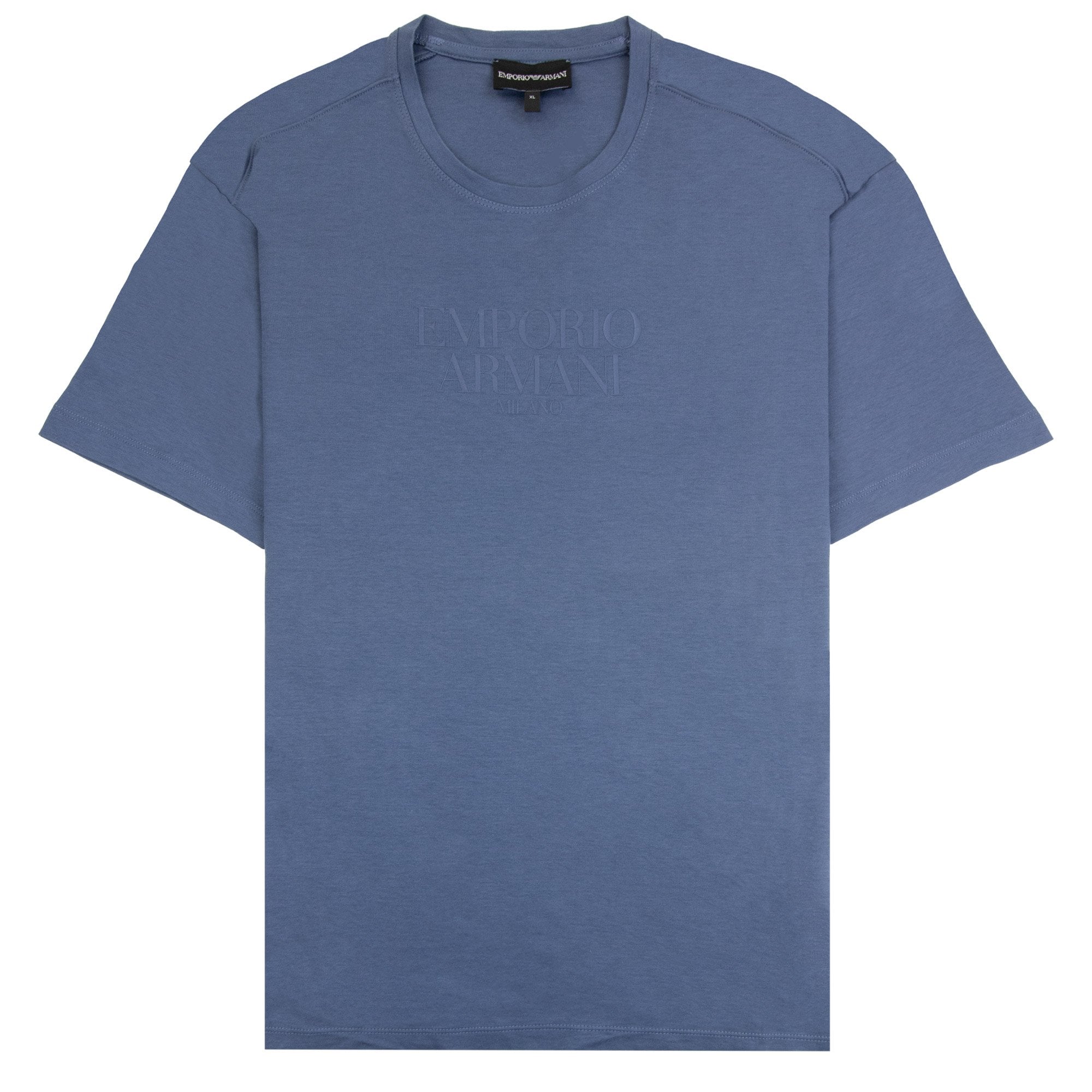 Emporio Armani Rubber Logo T Shirt Dark Blue