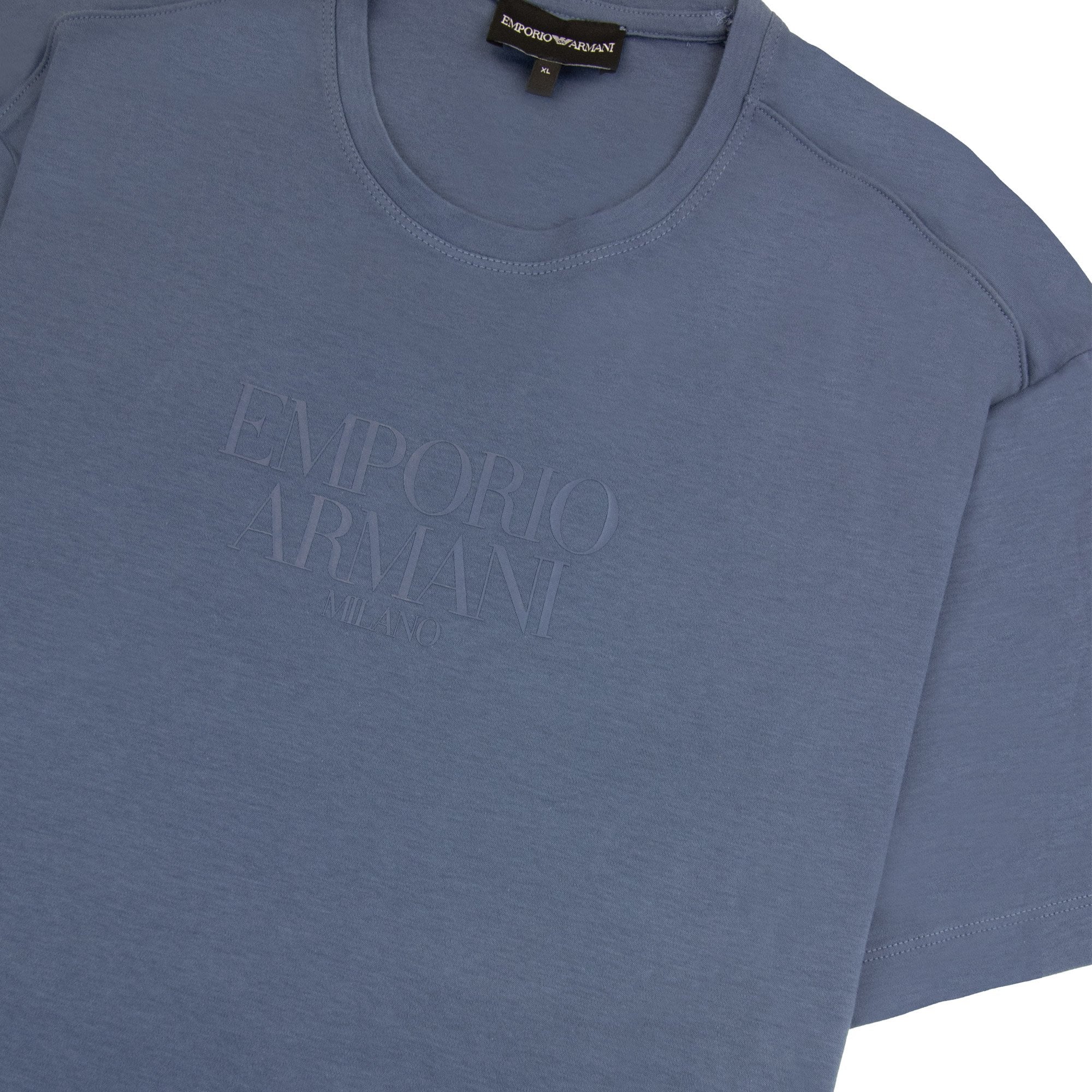 Emporio Armani Rubber Logo T Shirt Dark Blue