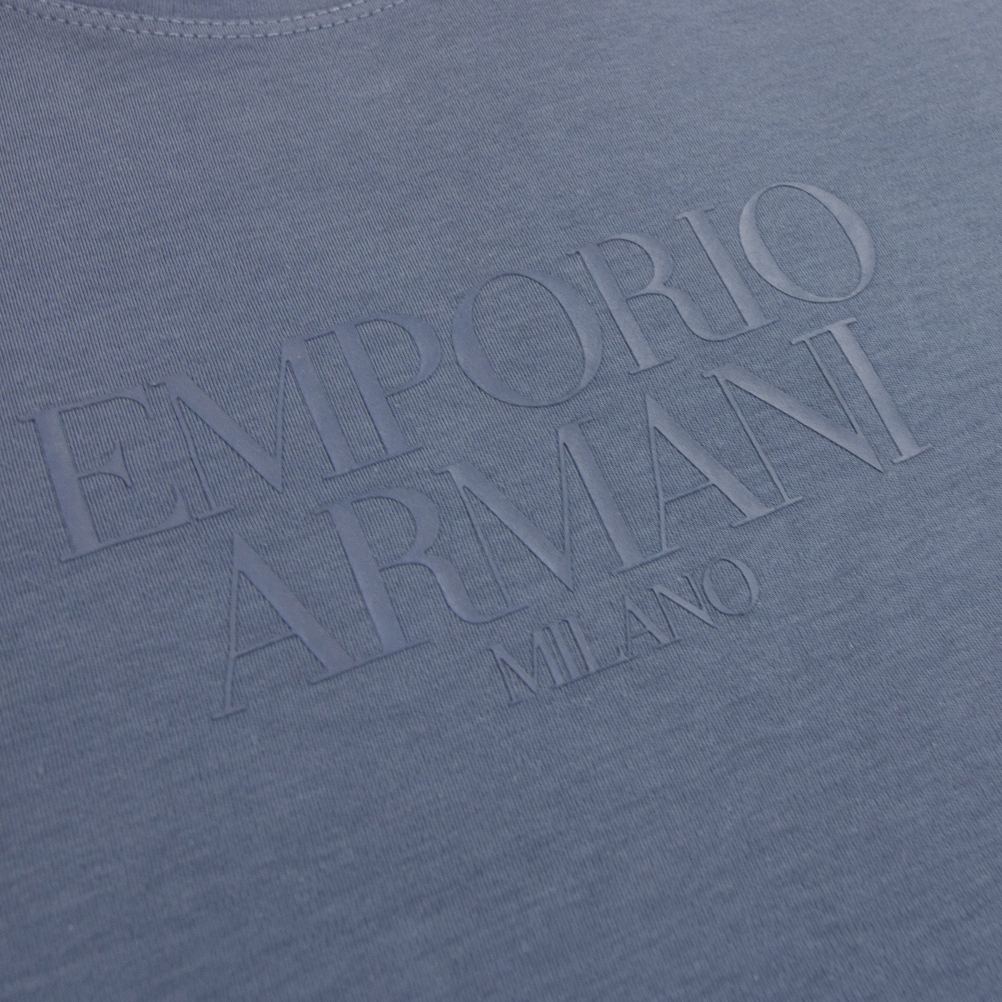 Emporio Armani Rubber Logo T Shirt Dark Blue