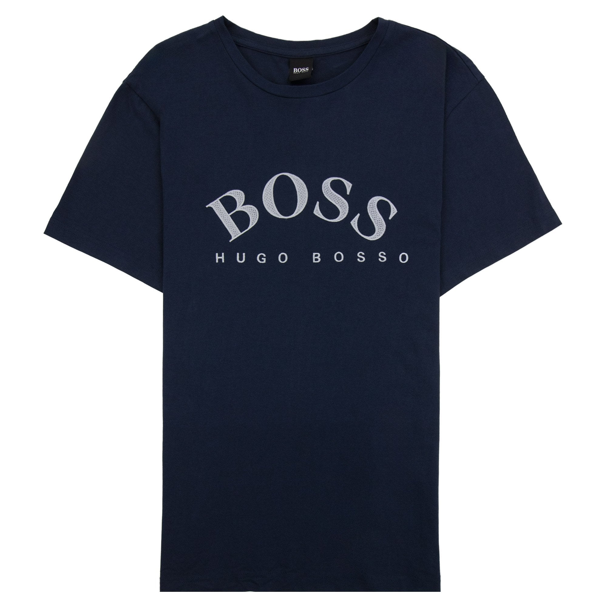 Hugo Boss Curved Embroidered Large Logo T-shirt 416 Navy