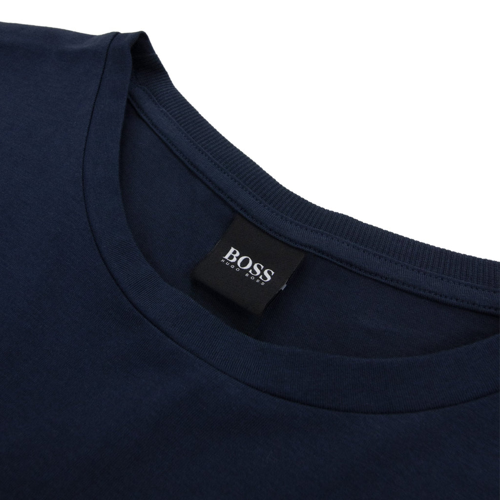 Hugo Boss Curved Embroidered Large Logo T-shirt 416 Navy