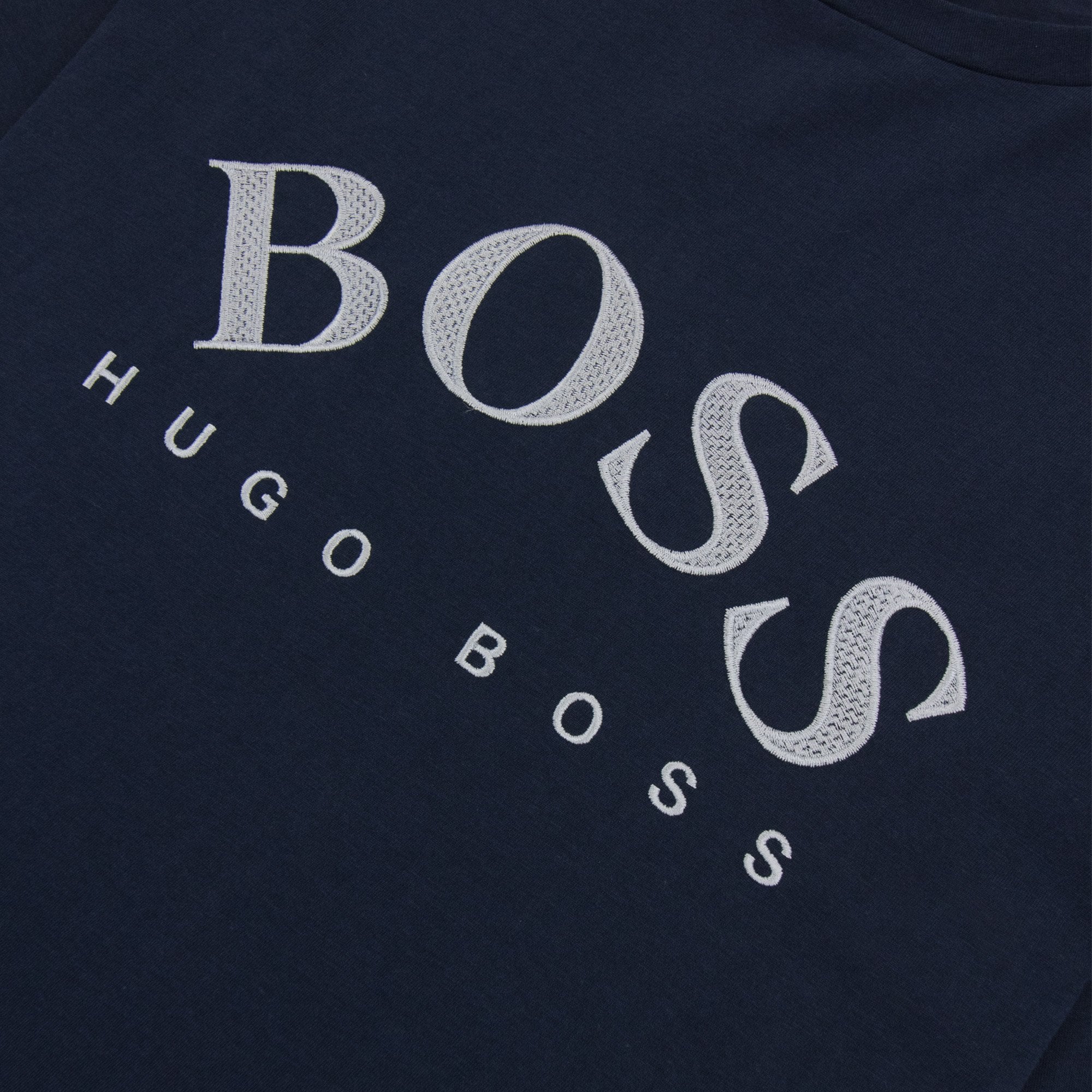 Hugo Boss Curved Embroidered Large Logo T-shirt 416 Navy