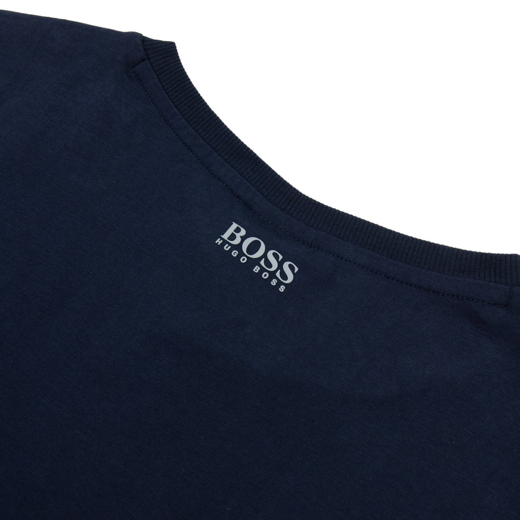 Hugo Boss Curved Embroidered Large Logo T-shirt 416 Navy