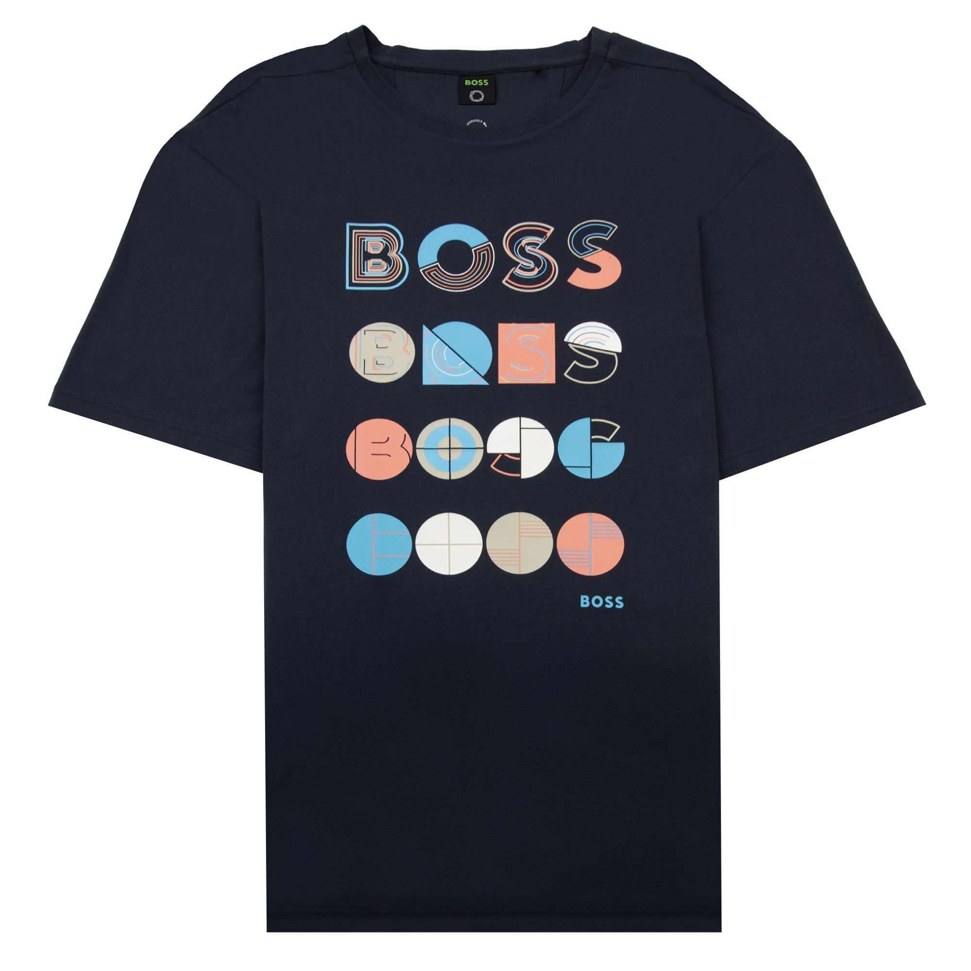 Hugo Boss Tee 3 Artwork Logo T Shirt Dark Navy 402