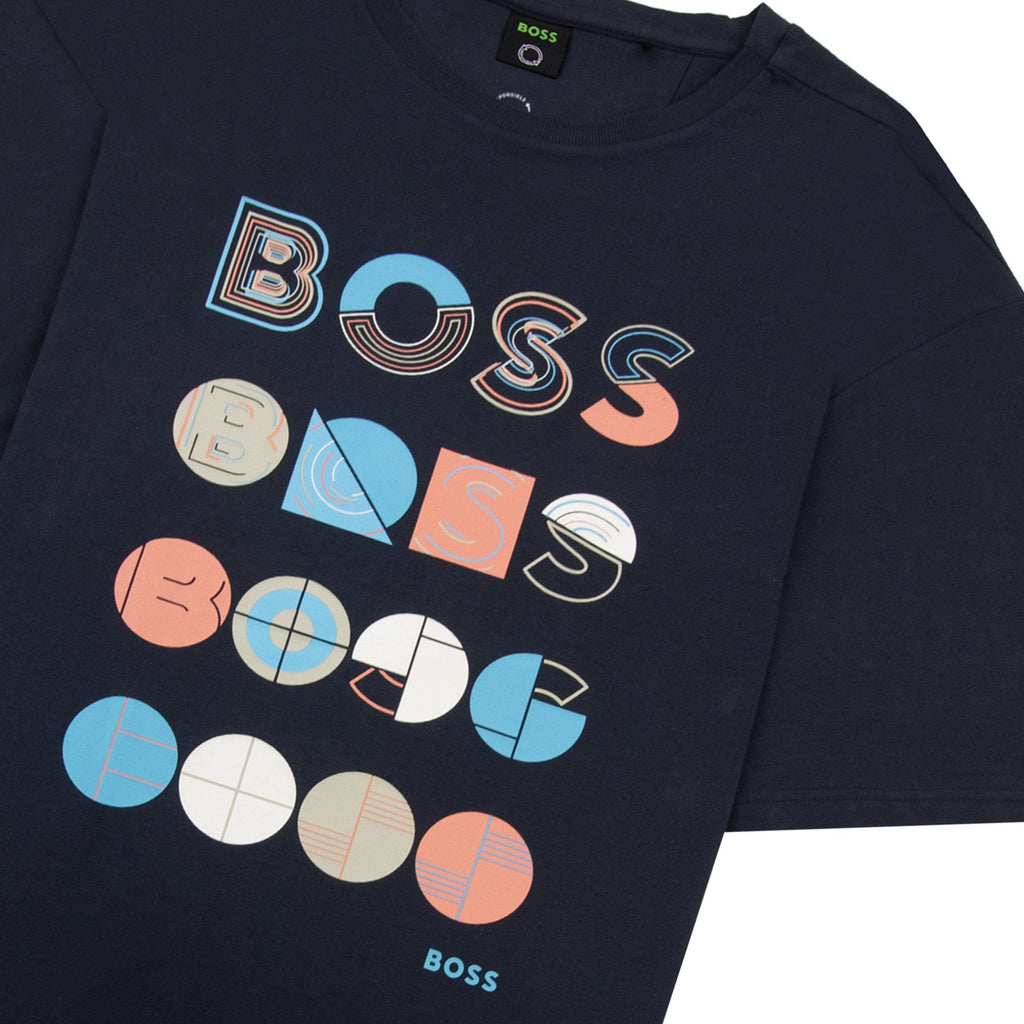 Hugo Boss Tee 3 Artwork Logo T Shirt Dark Navy 402