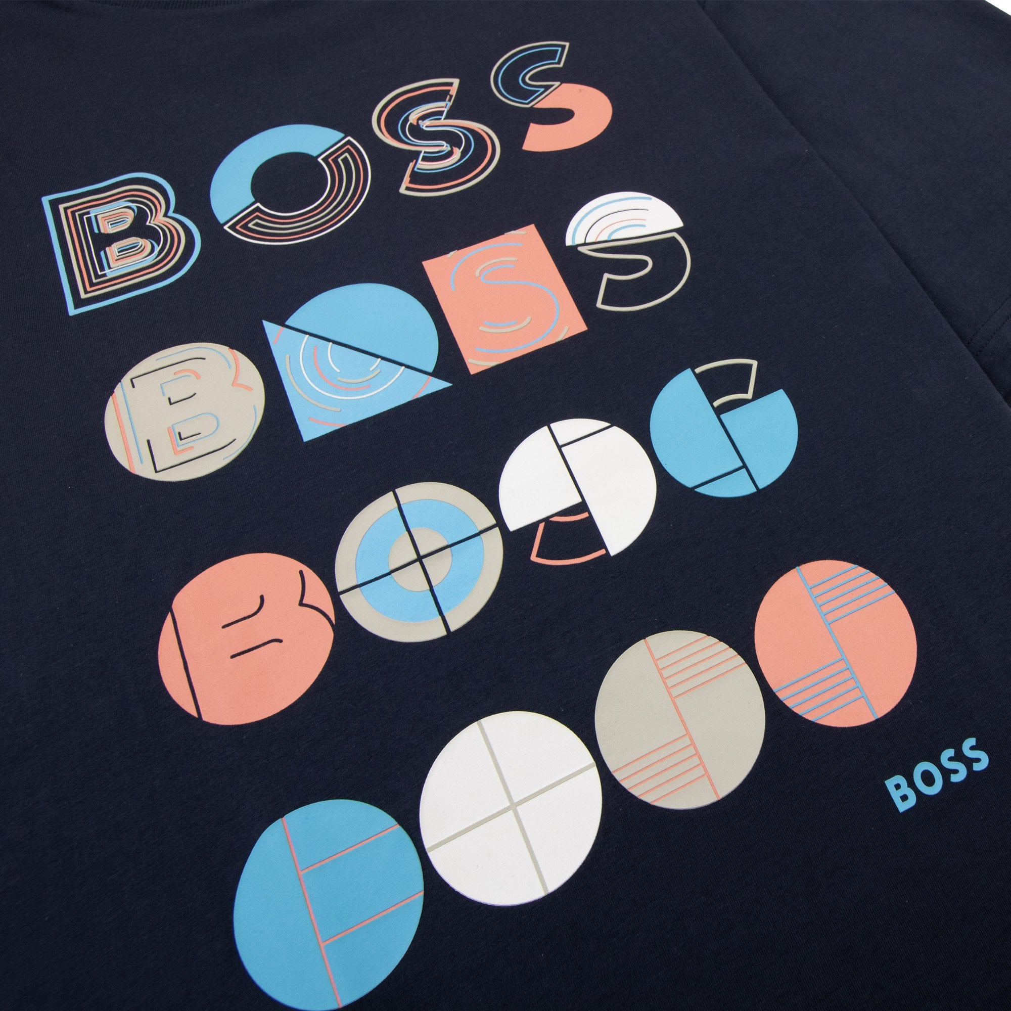 Hugo Boss Tee 3 Artwork Logo T Shirt Dark Navy 402