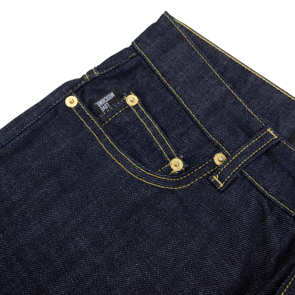 Love Moschino Metal Peace Logo Jeans Dark Blue