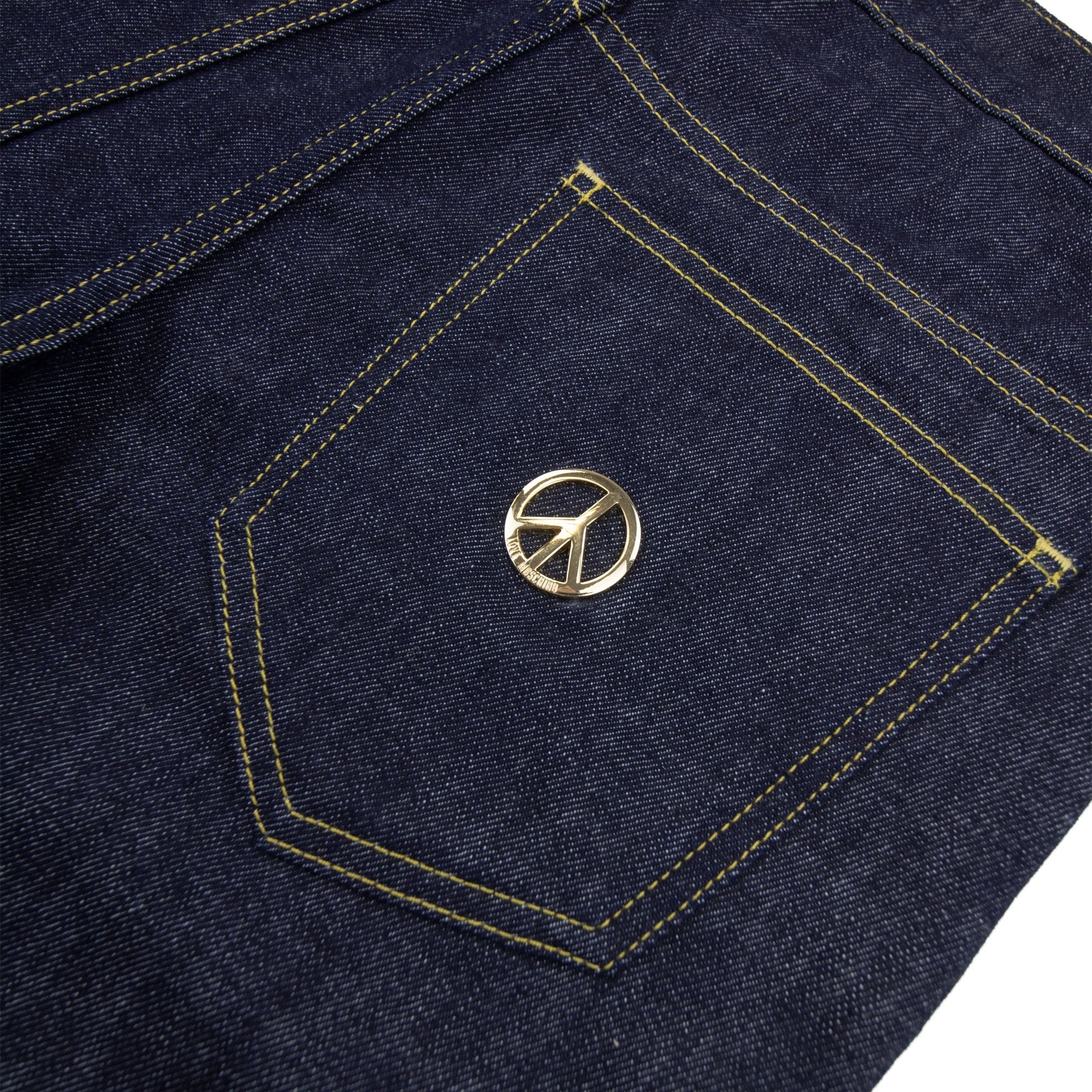 Love Moschino Metal Peace Logo Jeans Dark Blue