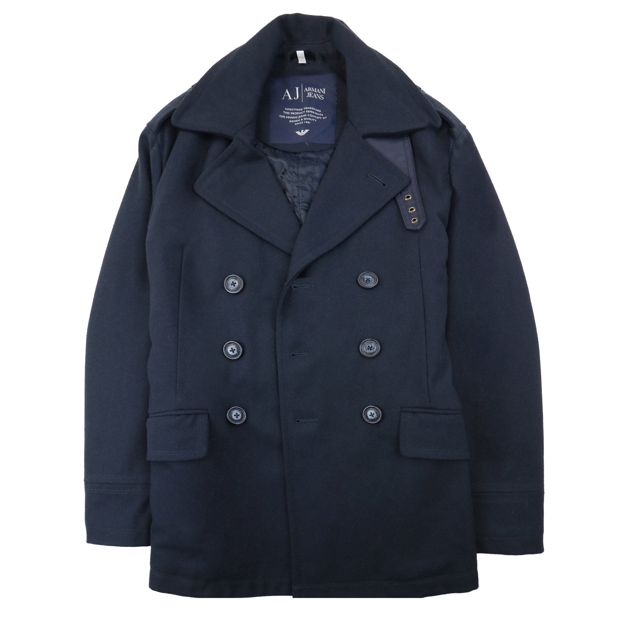 Armani Jeans Double Breast Overcoat Navy