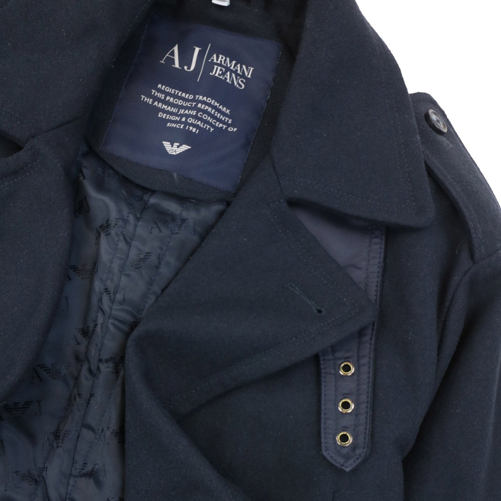 Armani Jeans Double Breast Overcoat Navy