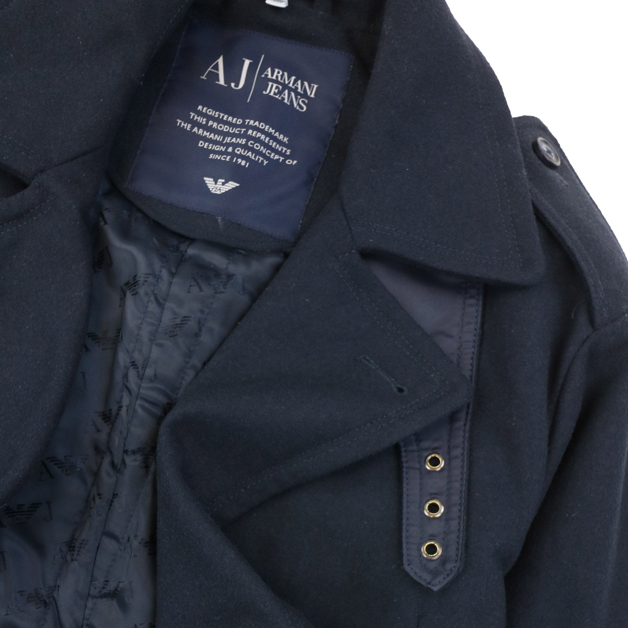 Armani Jeans Double Breast Overcoat Navy