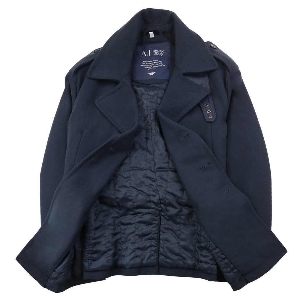 Armani Jeans Double Breast Overcoat Navy